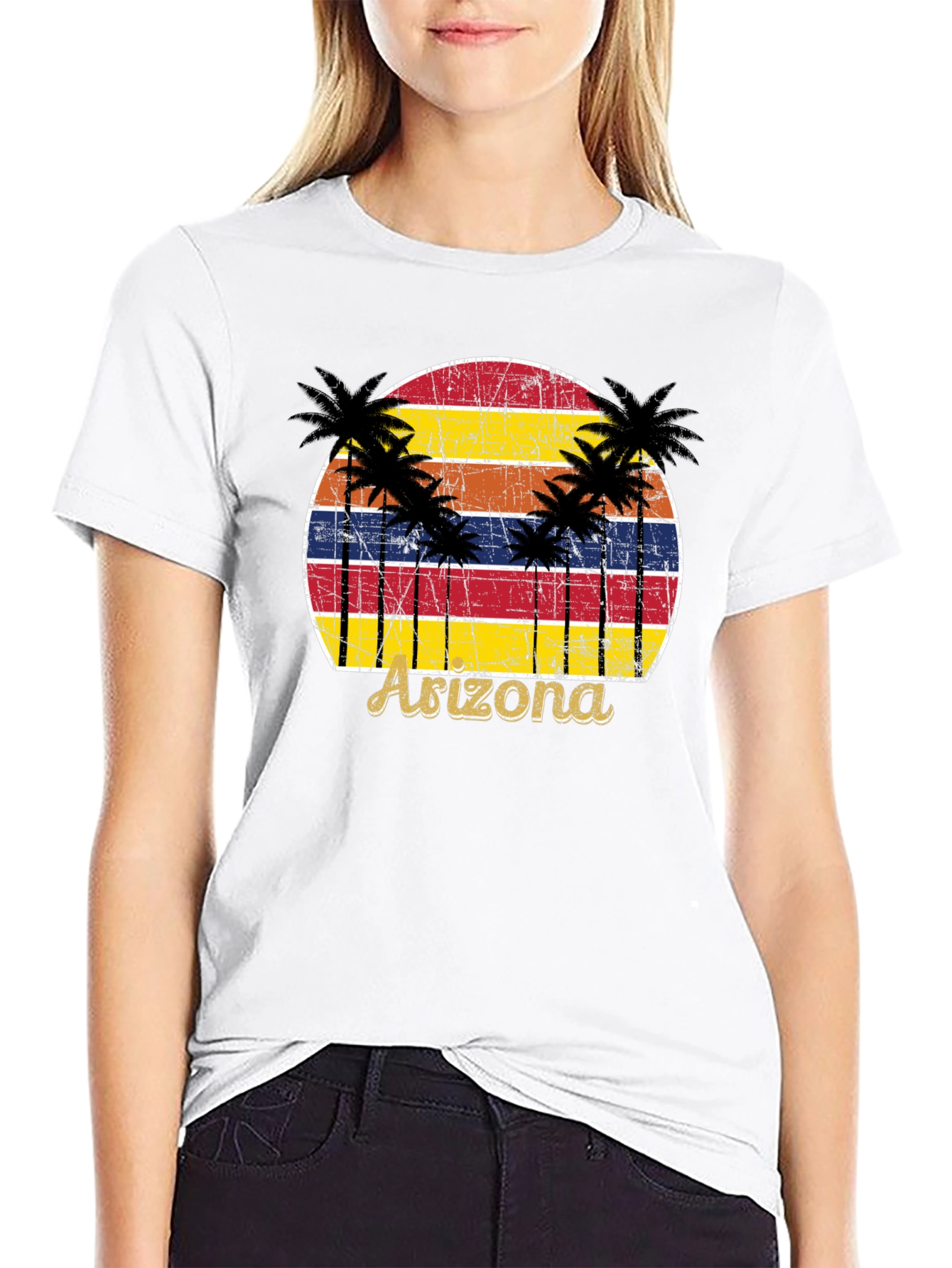 Black Arizona Sunset Palm Tree Graphic Tee view 9
