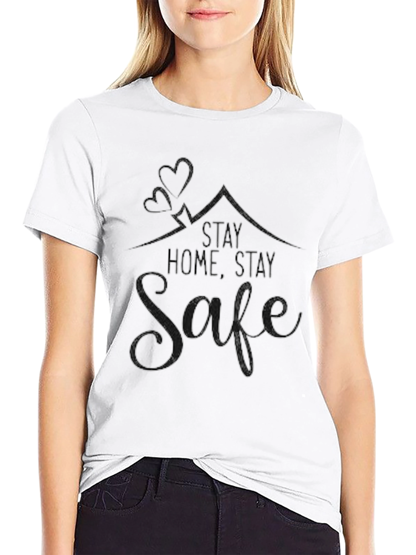 Black Stay Home Stay Safe T-Shirt view 9