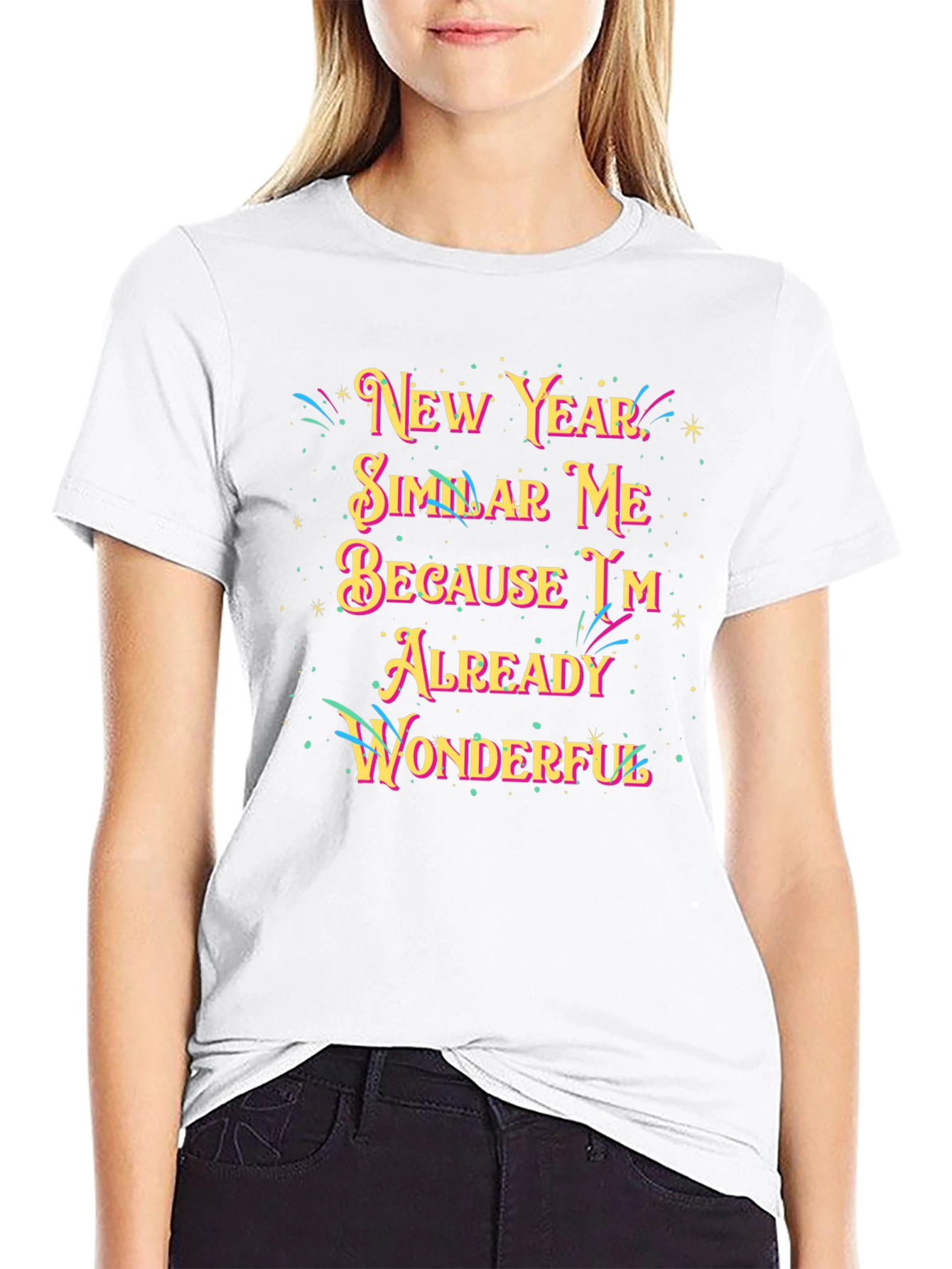 Black New Year Similar Me Wonderful Black Graphic Tee view 9