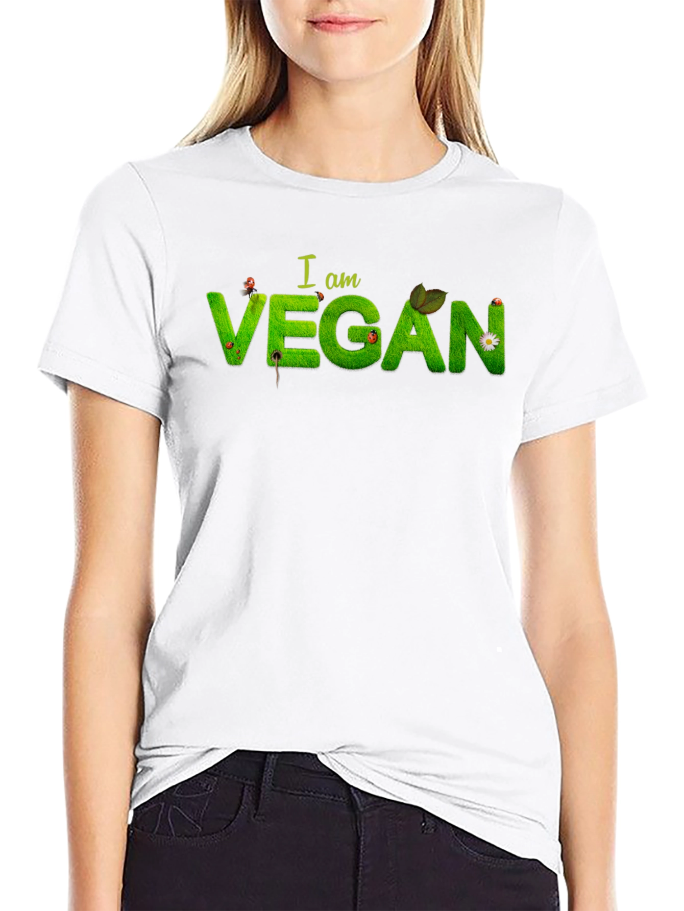 Black I am Vegan Graphic T-Shirt view 9