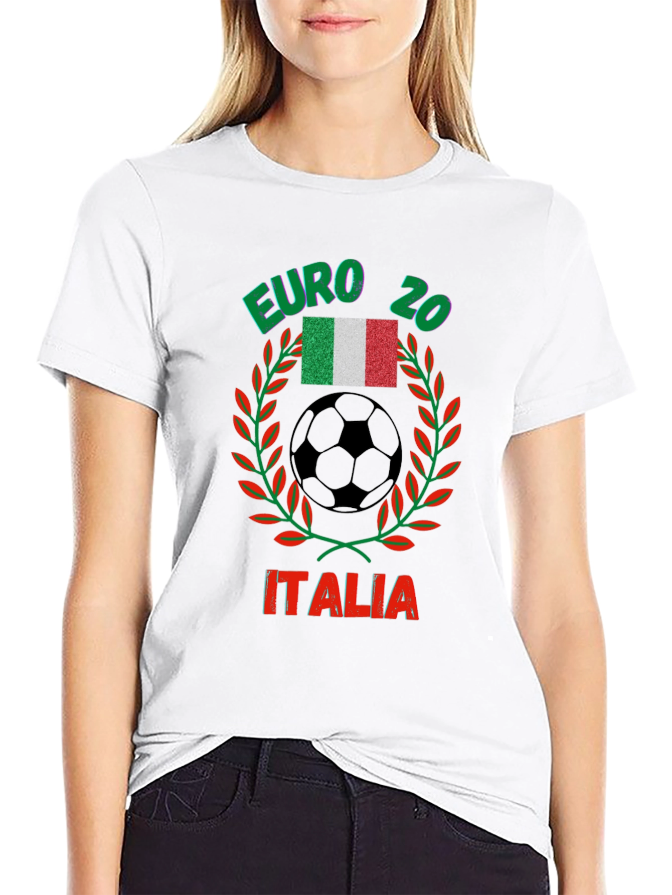 Black Euro 20 Italia Soccer T-Shirt view 9