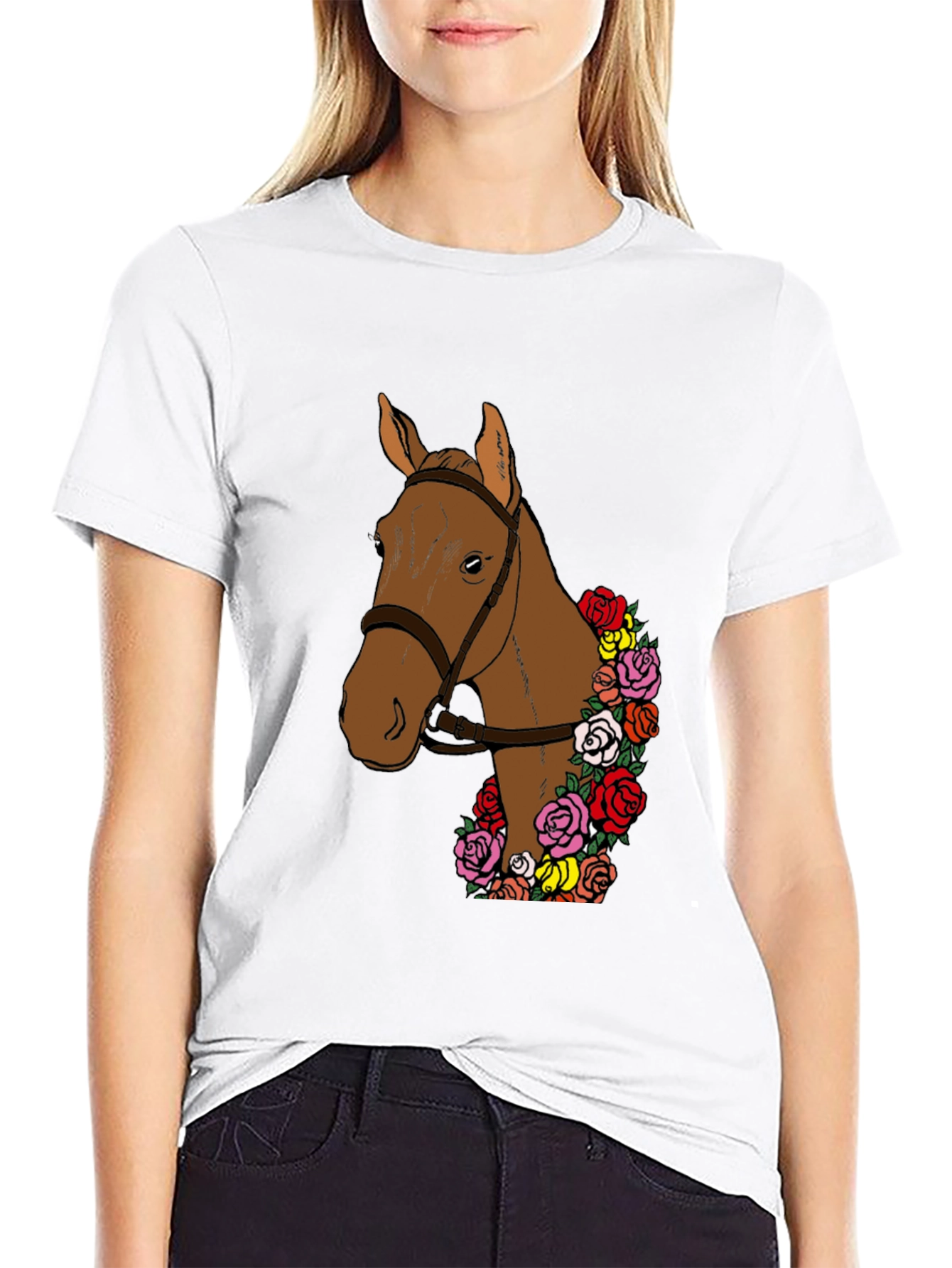 Black Horse & Roses Graphic Tee - Stylish Men's T-Shirt view 9