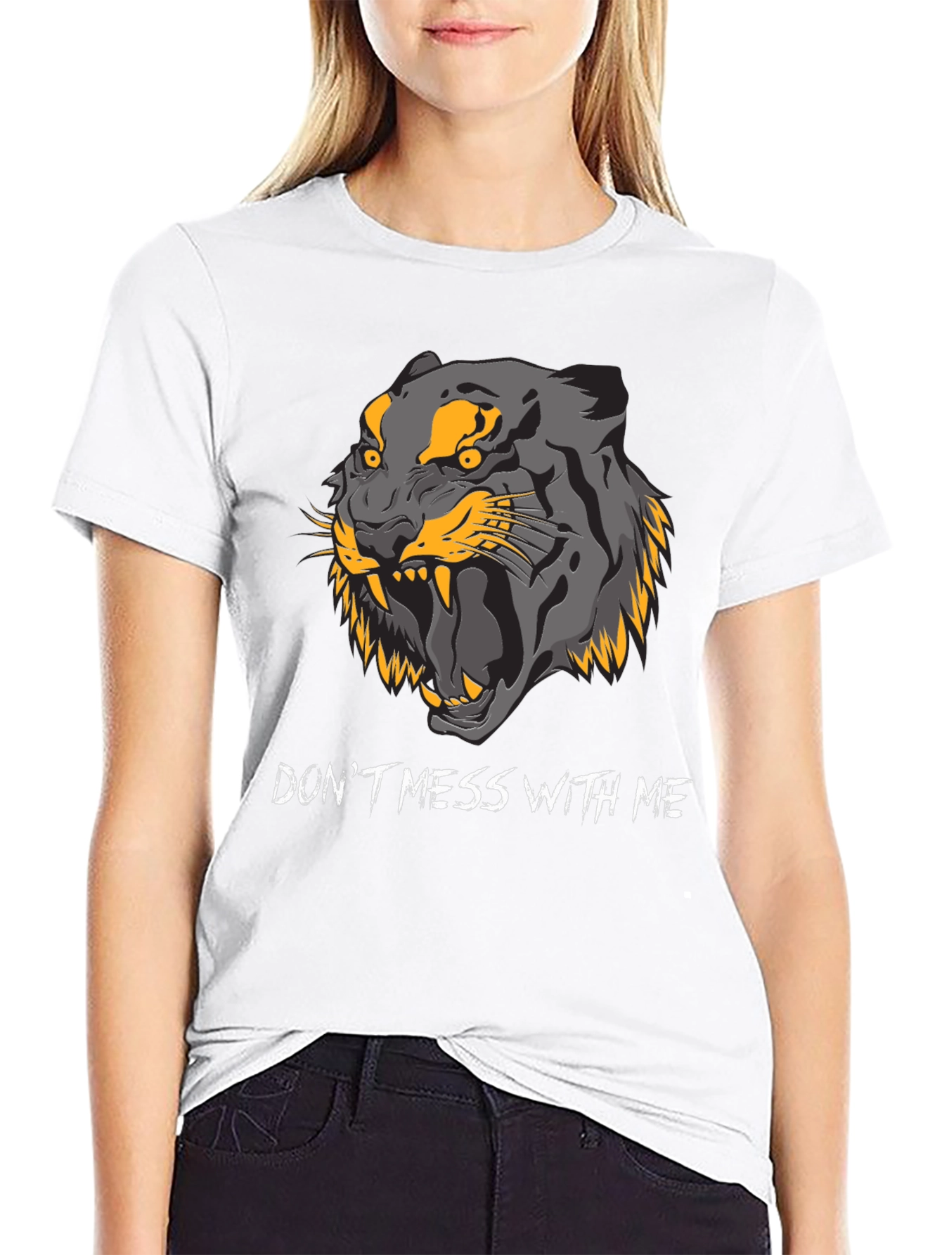Black Don't Mess With Me Tiger Graphic Tee view 9