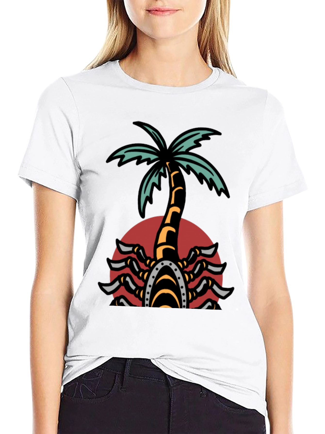 Black Palm Tree Scorpion Graphic T-Shirt view 9