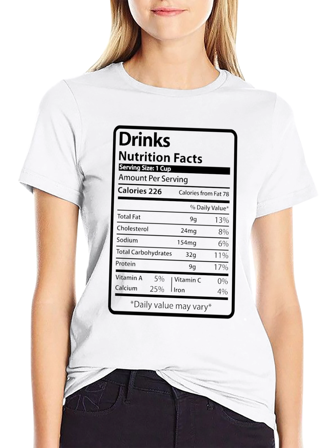 Black Nutrition Facts Drink T-Shirt view 9