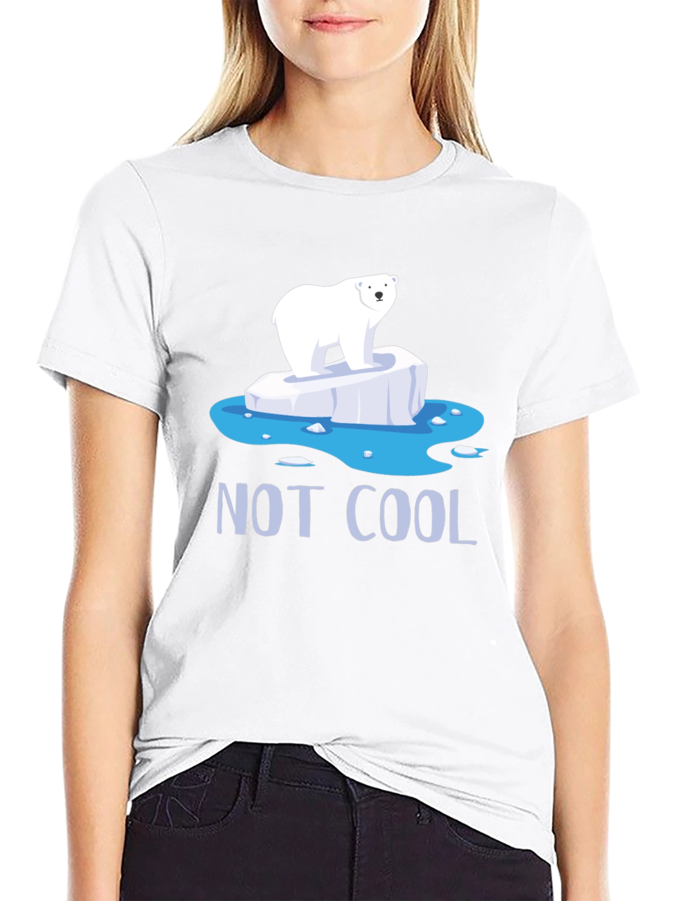 Black Not Cool Polar Bear Graphic T-Shirt - Global Warming Awareness view 9