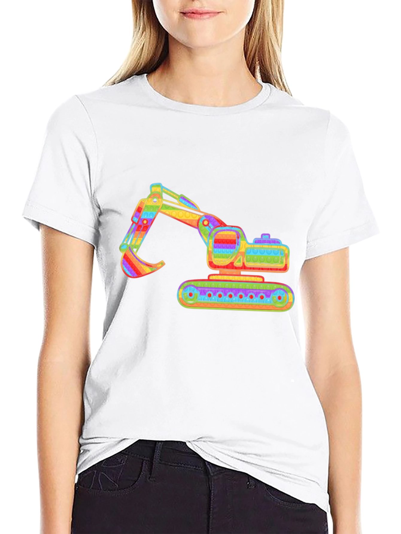 Black Rainbow Excavator Graphic Tee - Construction Shirt view 9