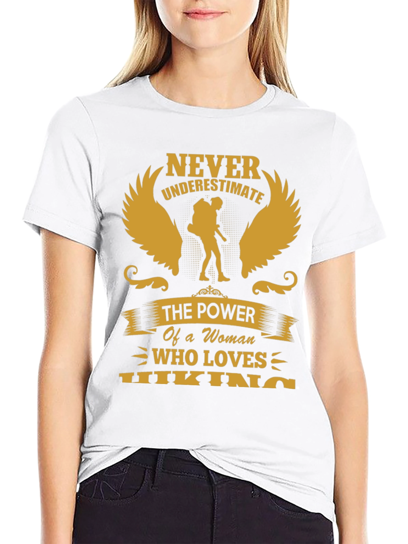 Black Never Underestimate Hiking Woman T-Shirt view 9