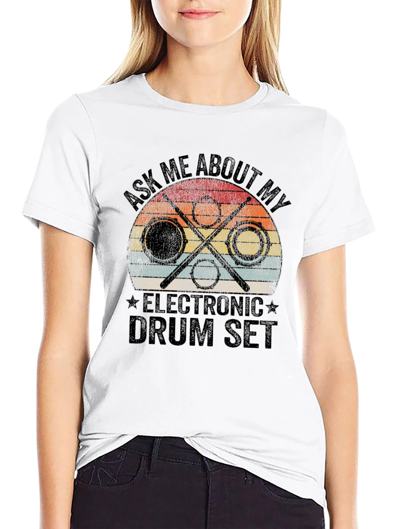 Black Electronic Drum Set T-Shirt - Musician Tee view 9