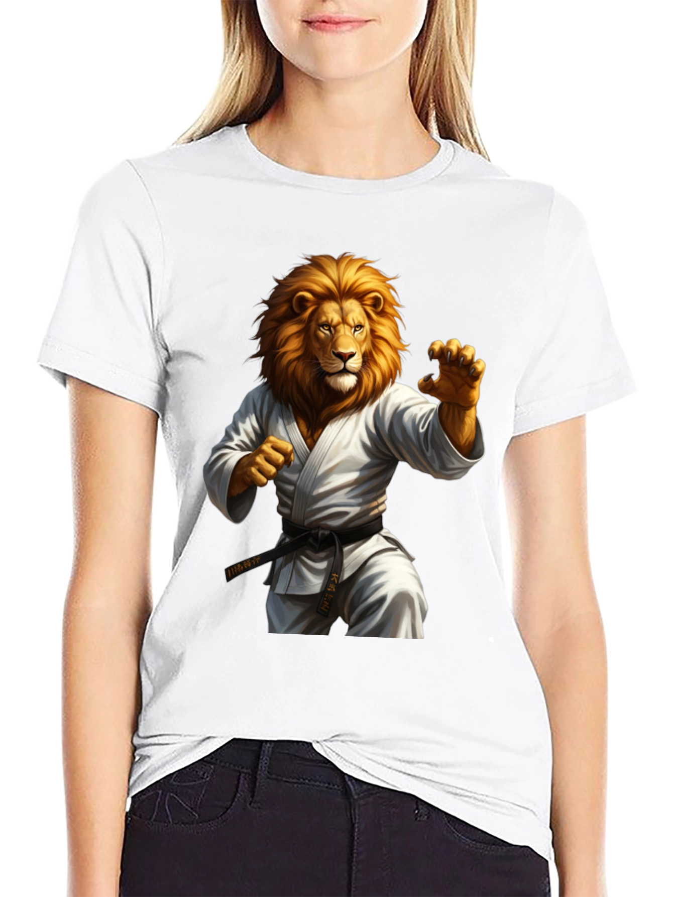 Black Lion Karate T-Shirt - Martial Arts Animal Tee view 9