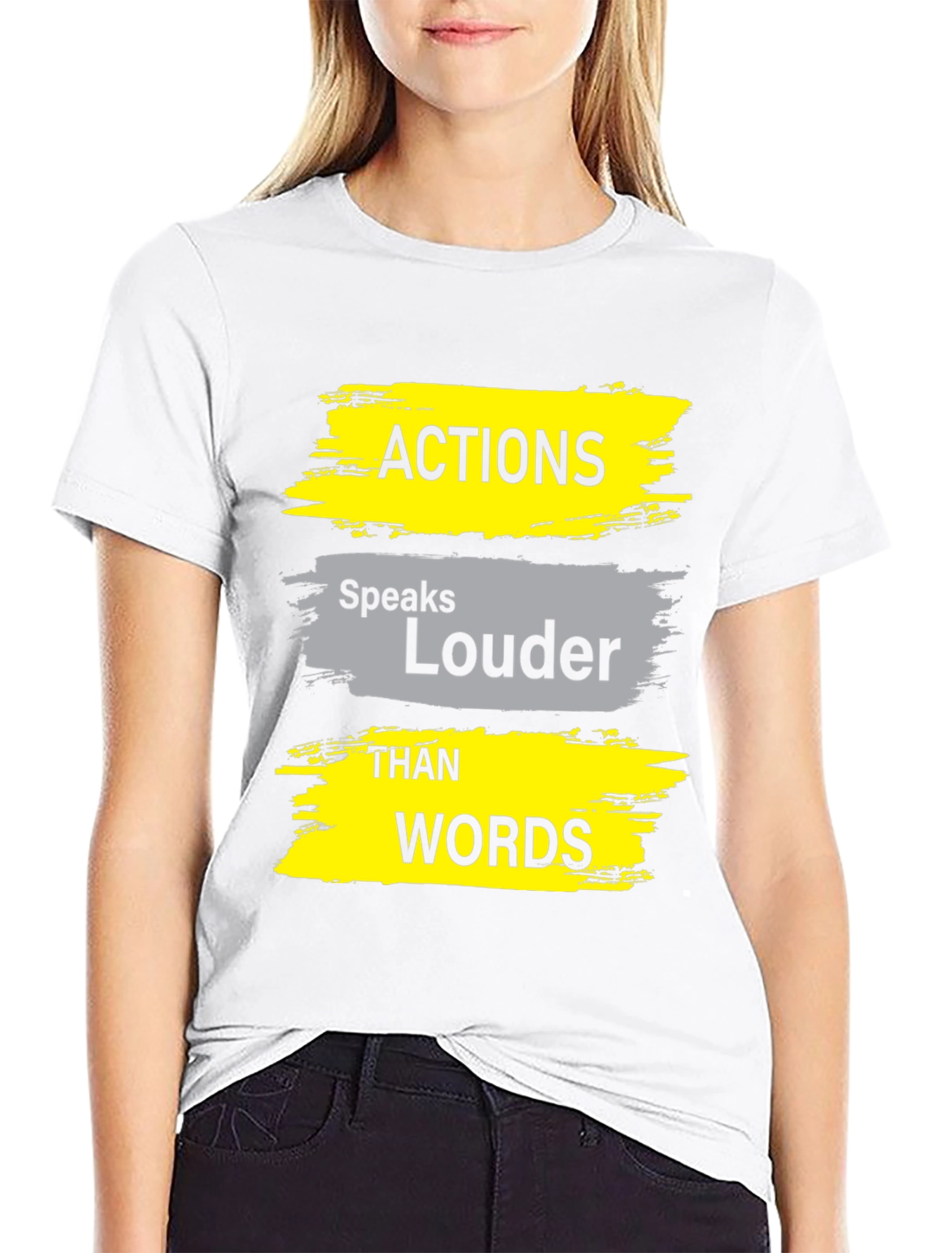 Black Actions Speak Louder Black Graphic Tee view 9
