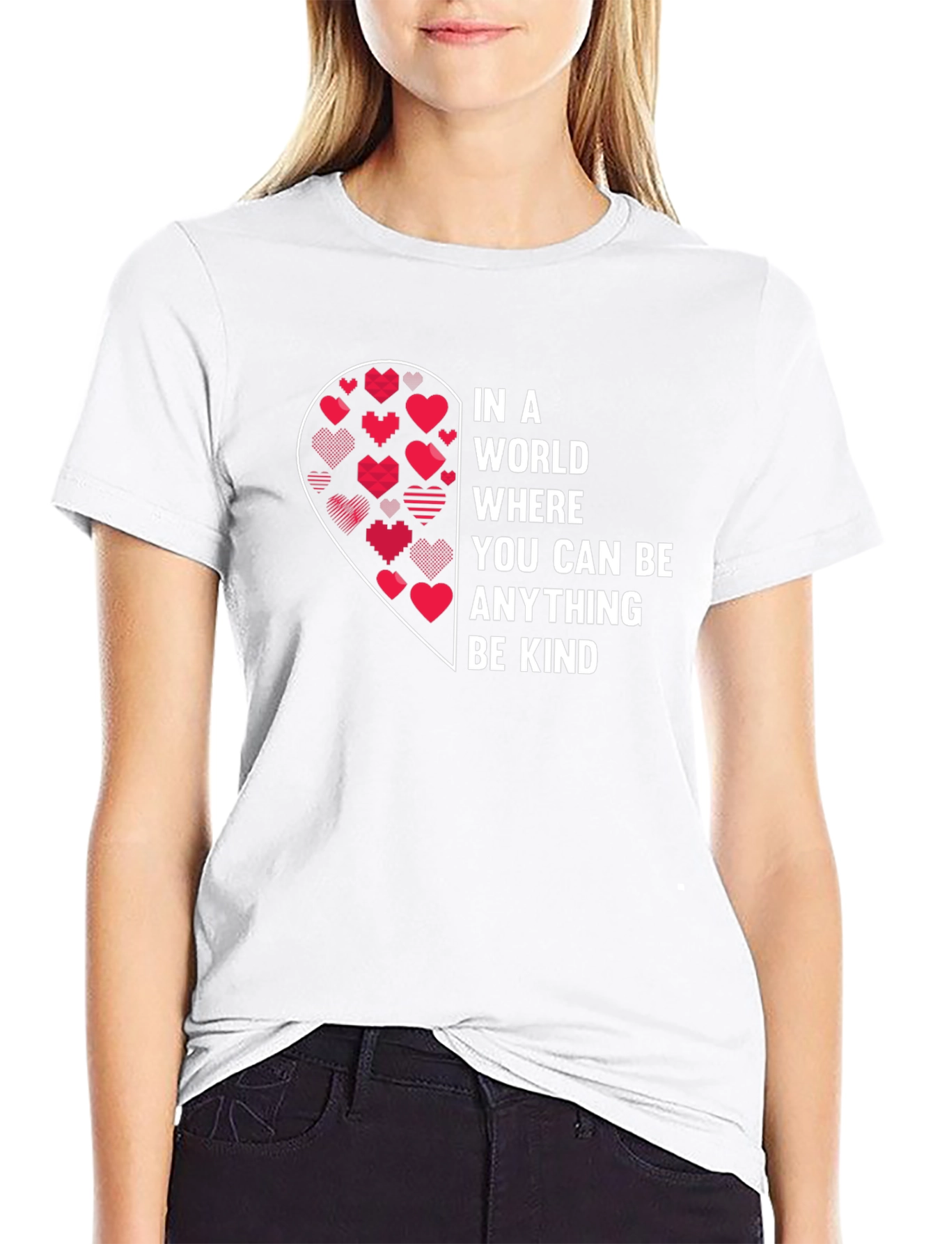 Black Be Kind Heart Graphic T-Shirt view 9