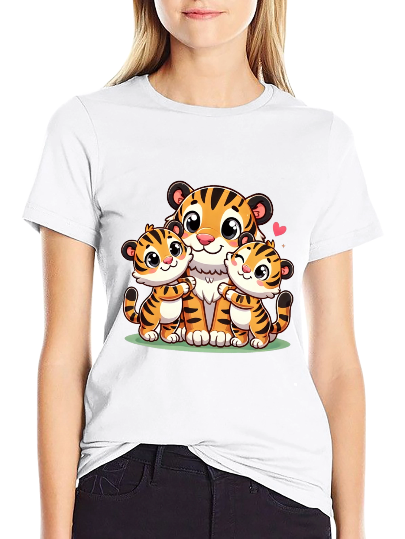 Black Cute Tiger Family Graphic T-Shirt view 9