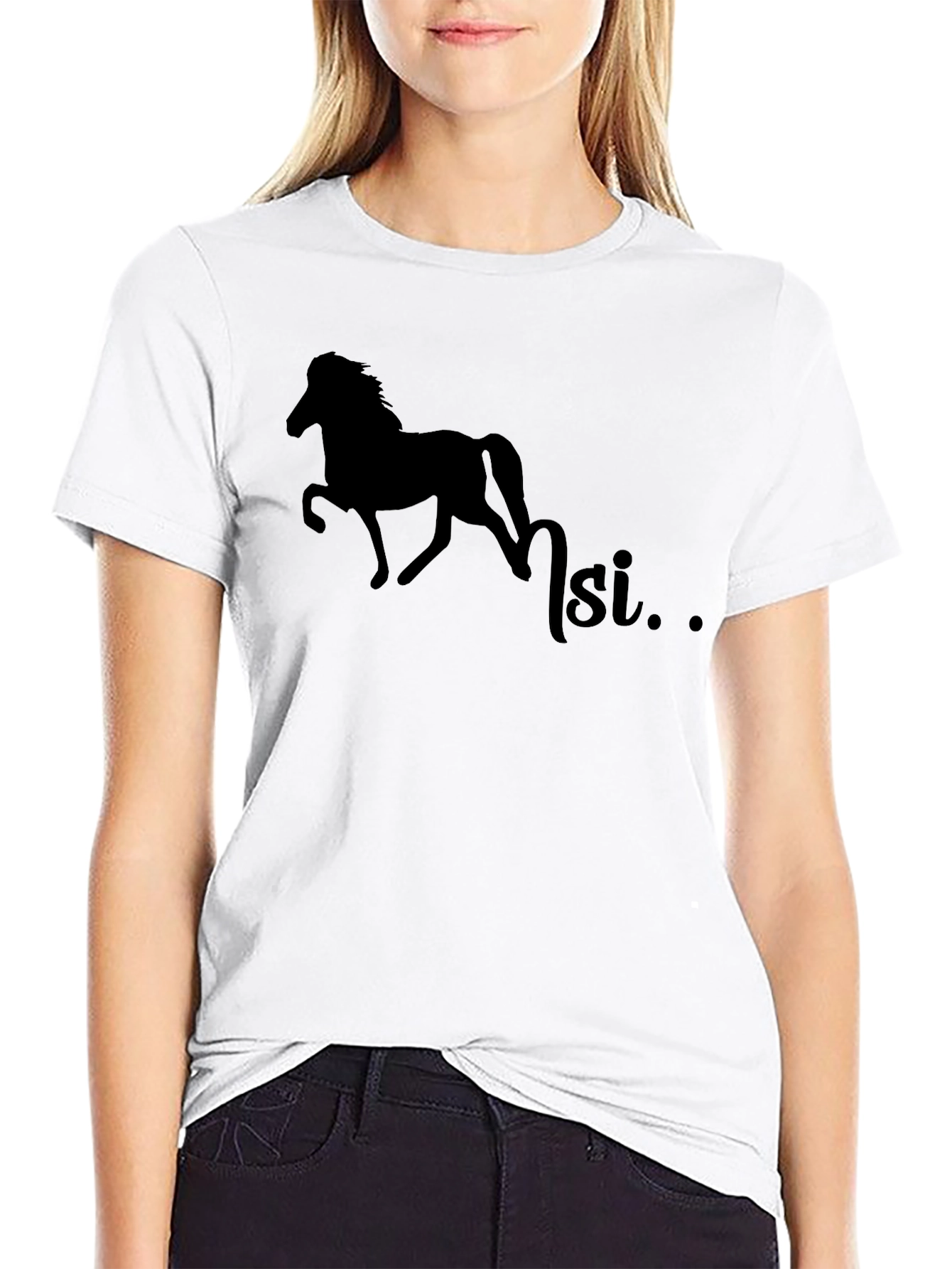 Black Silhouette Horse T-Shirt - Equestrian Style view 9