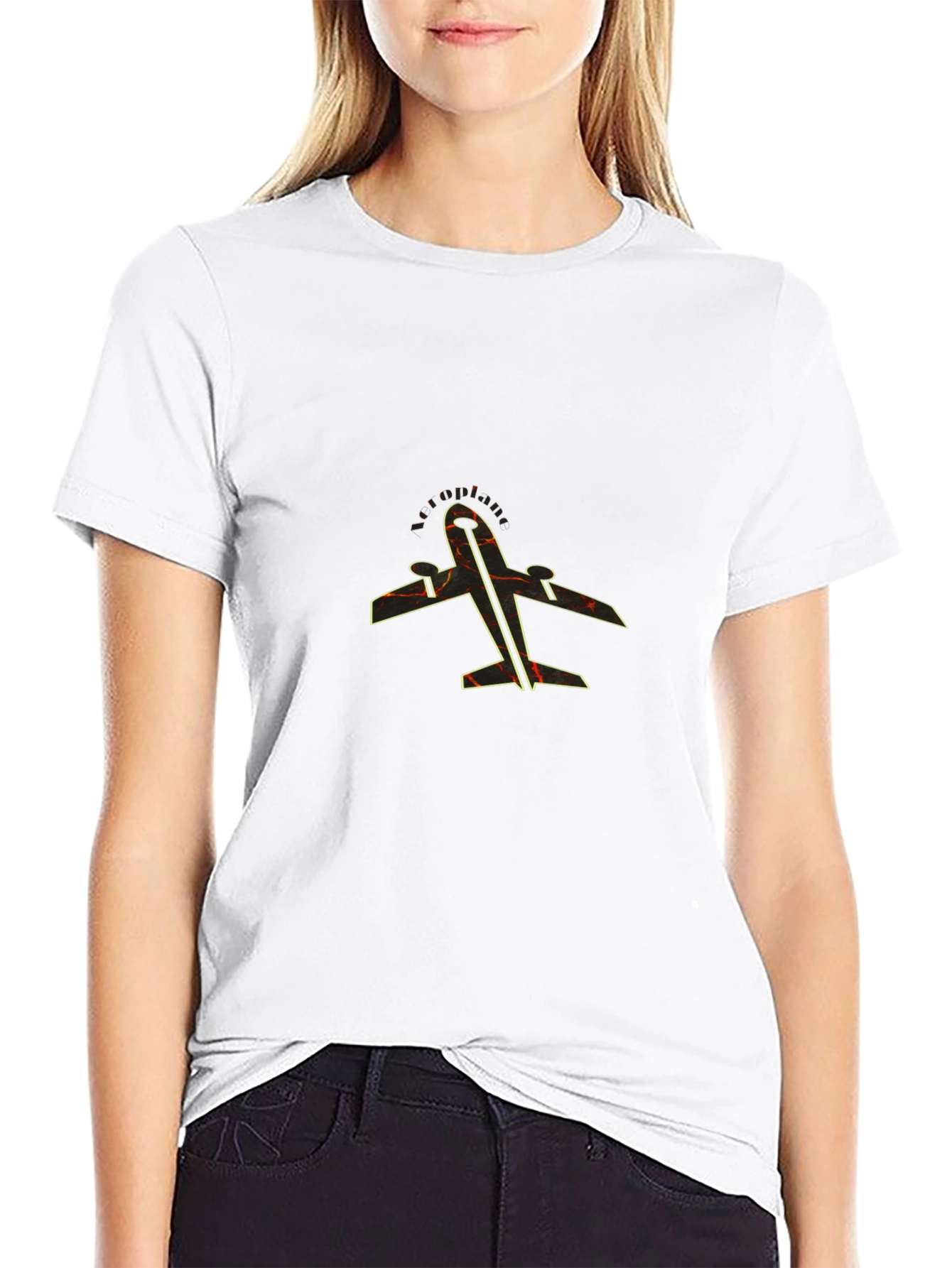 Black Airplane Graphic Tee - Black Stylish Design view 9