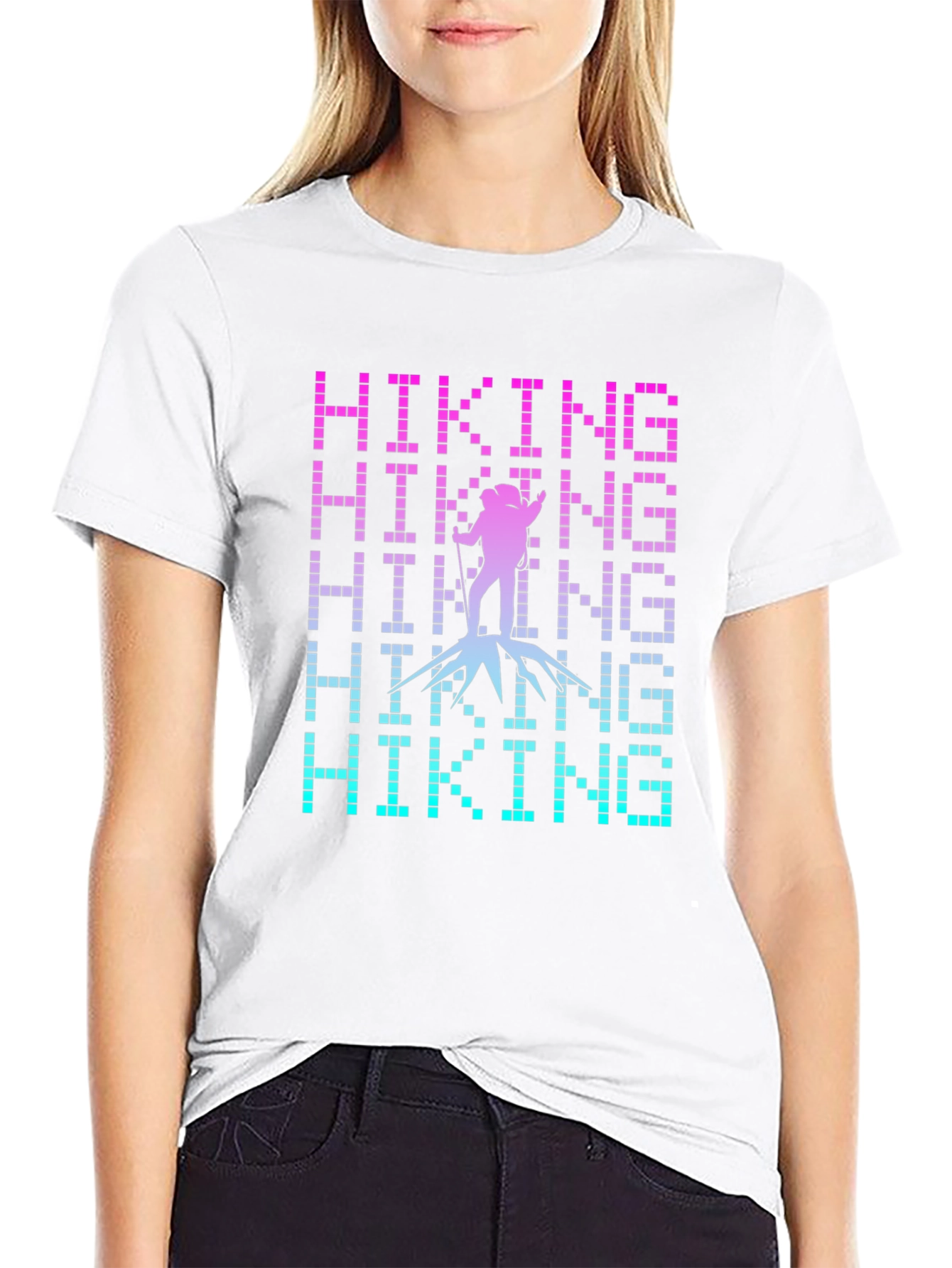 Black Hiking Pixel Art Graphic Tee - Black view 9