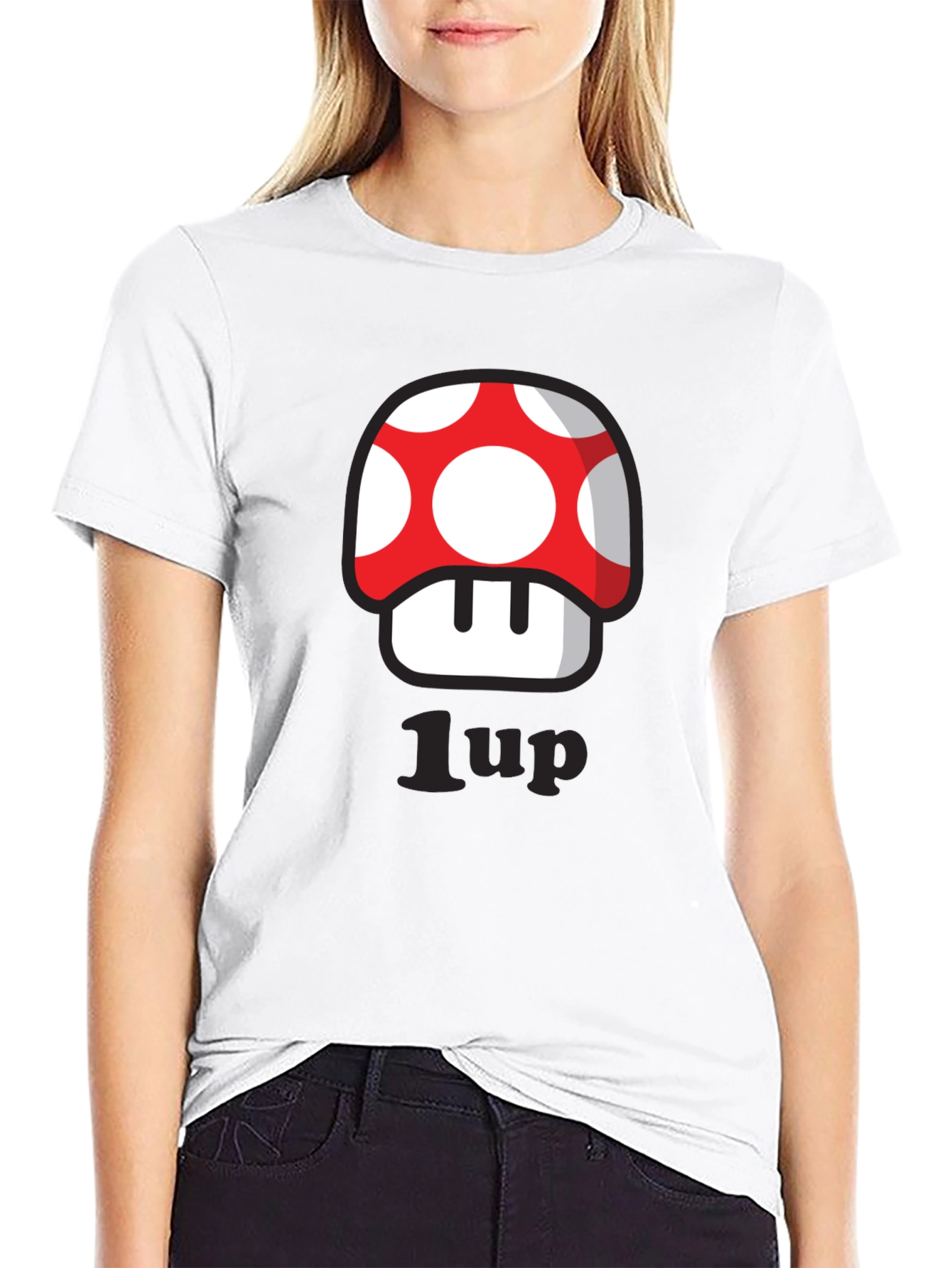 Black 1-Up Mushroom T-Shirt - Gamer Style! view 9