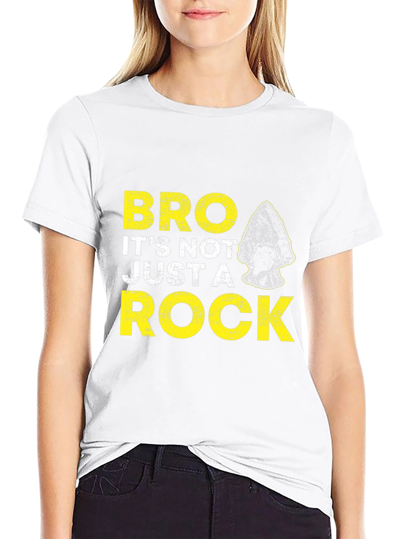 Black "Bro It's Not Just a Rock" Graphic T-Shirt view 9