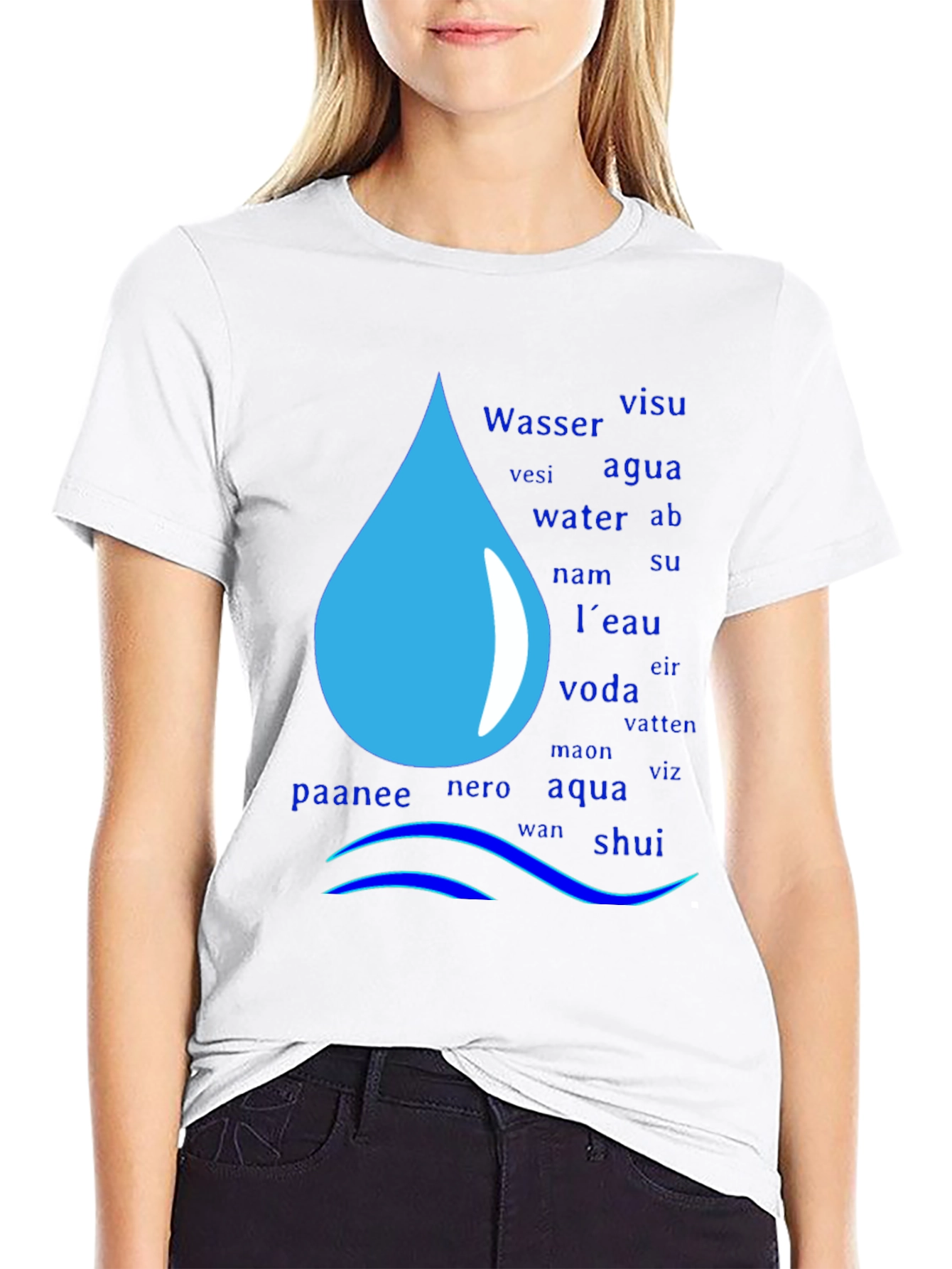 Multilingual Water Drop T-Shirt - 9