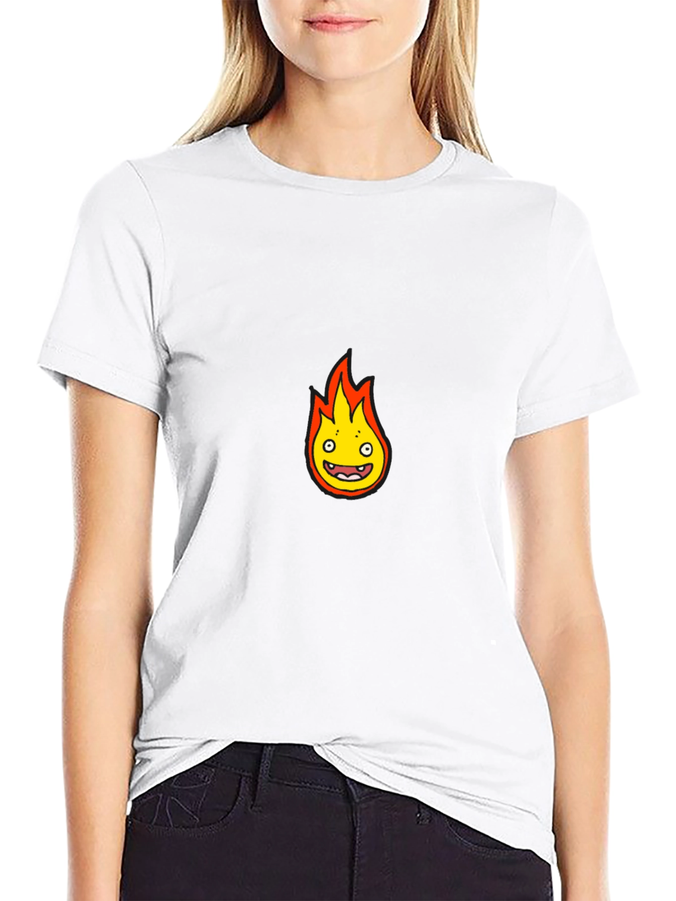 Black Calcifer Inspired Graphic T-Shirt view 9