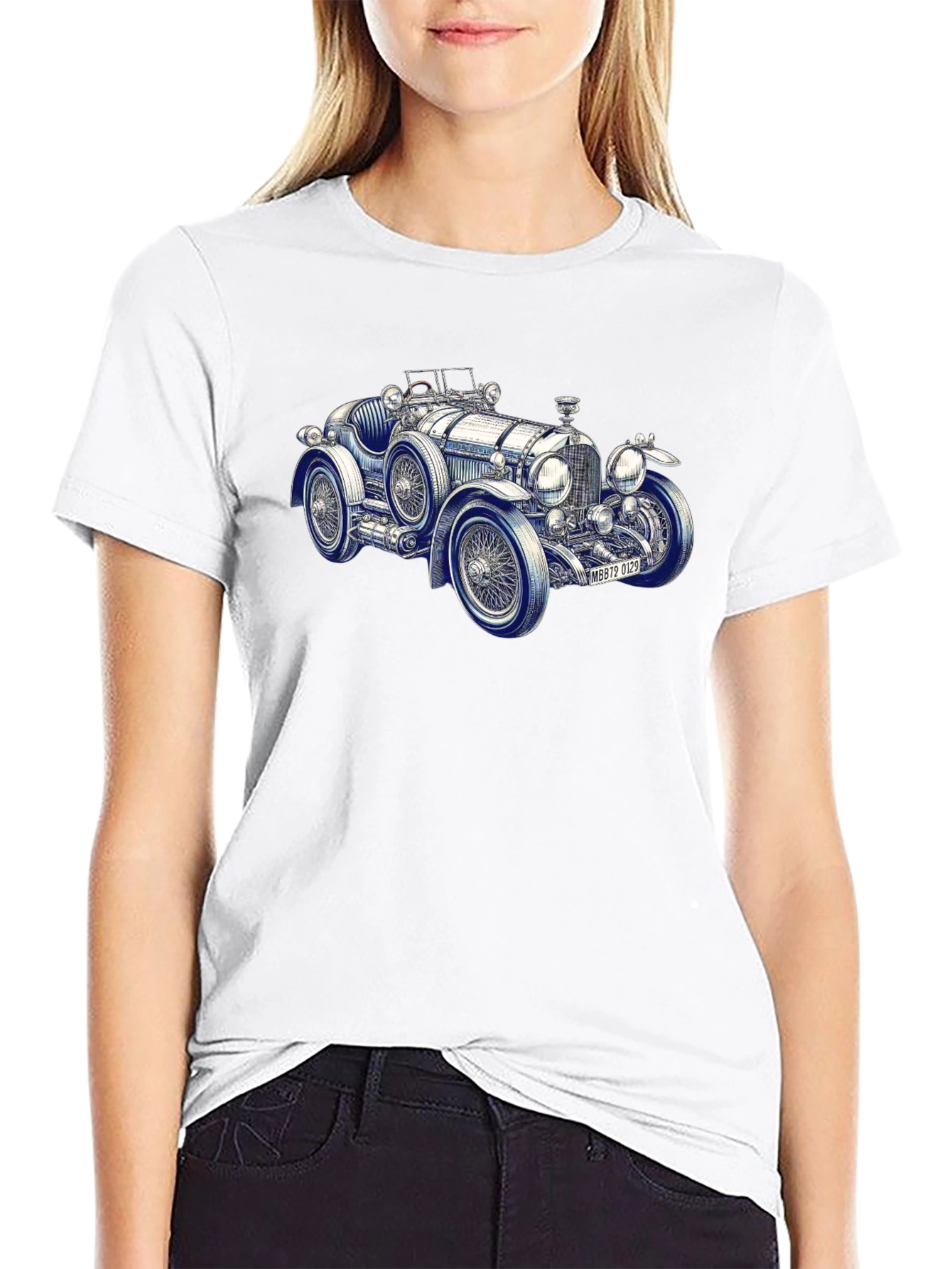 Black Classic Car Graphic T-Shirt - Vintage Automobile Tee view 9