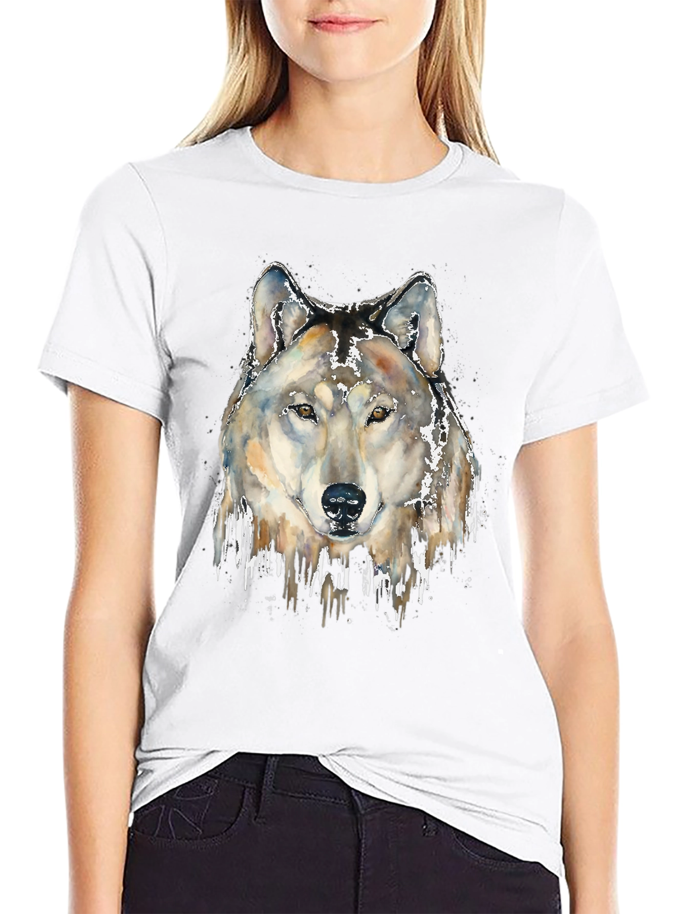Black Wolf Head Graphic Print Tee view 9