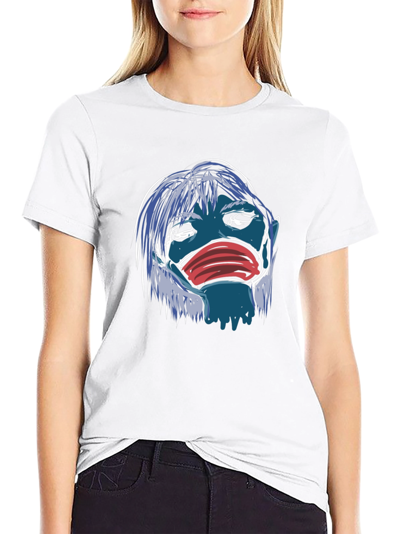 Black Masked Blue Character Graphic T-Shirt view 9