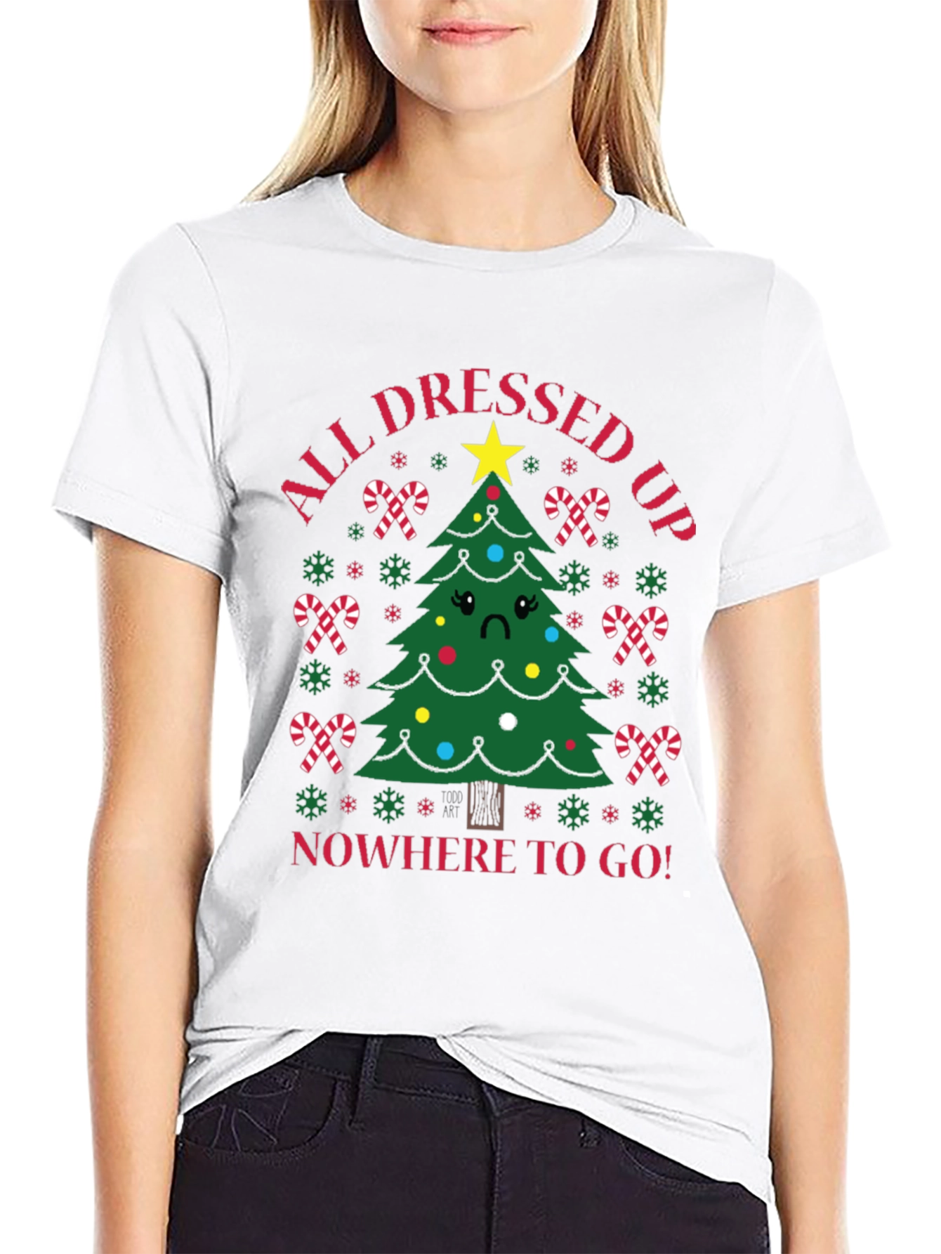Black Sad Tree Holiday T-Shirt view 9