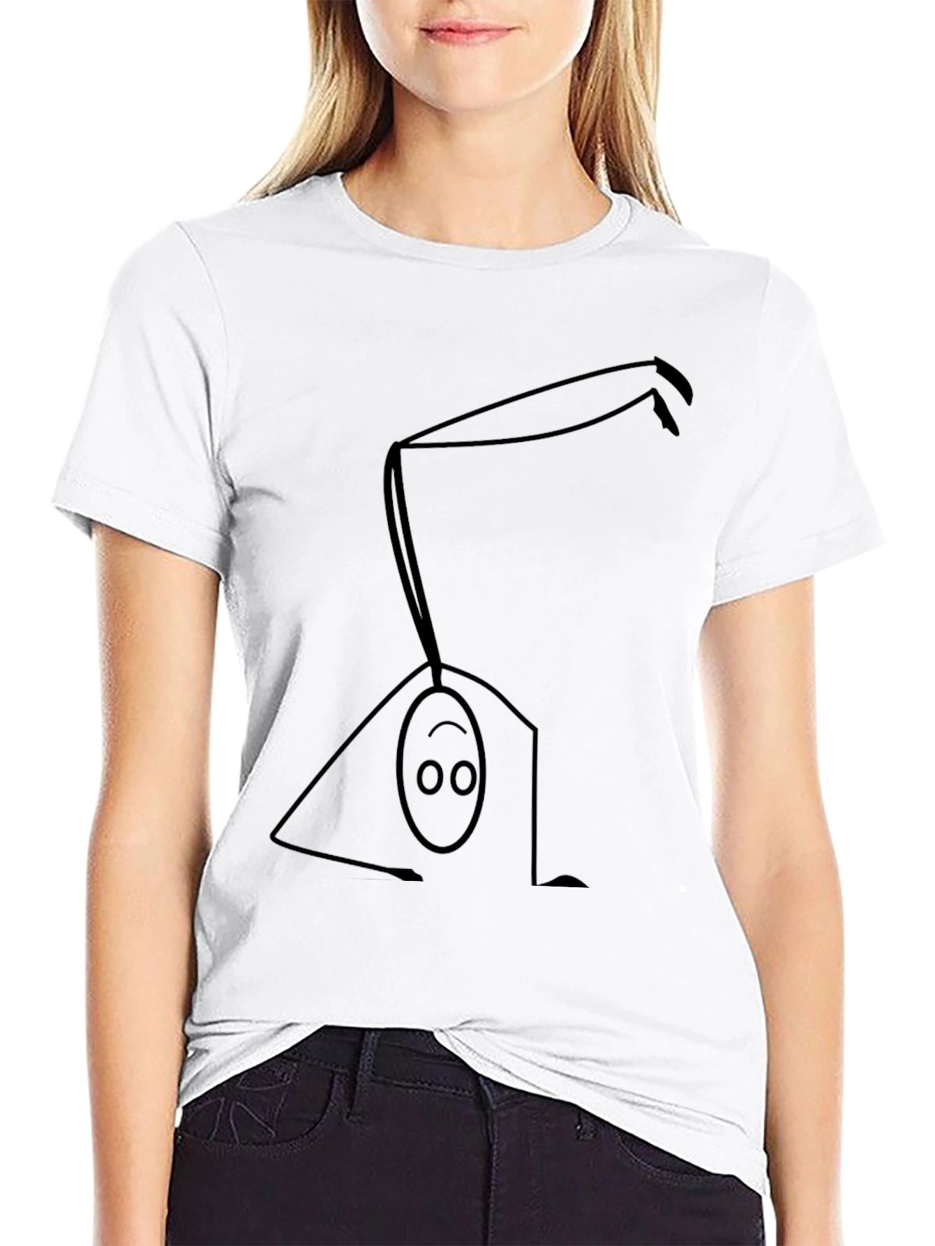 Headstand Stick Figure Black Tee - 9