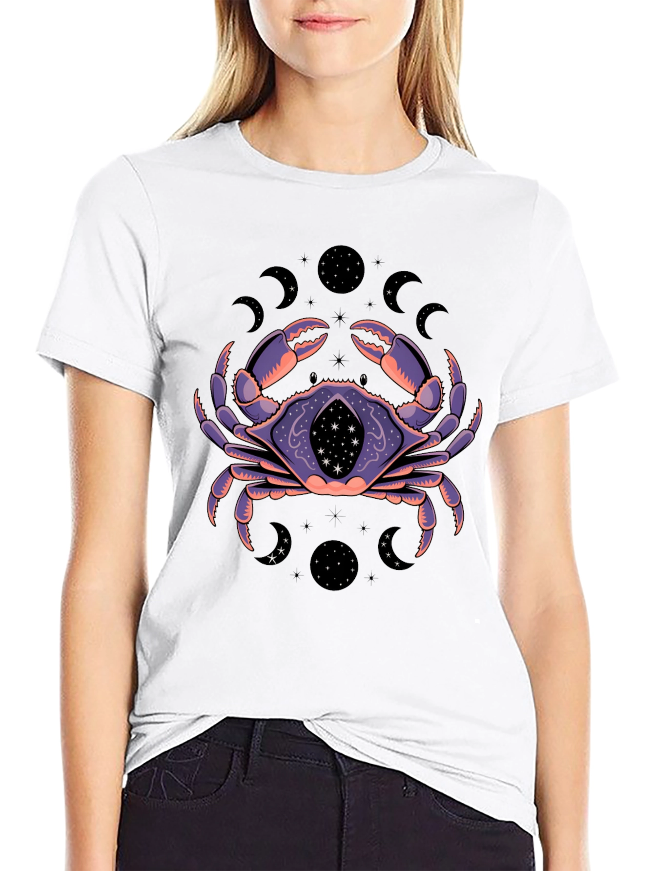 Black Mystic Crab Graphic T-Shirt - Zodiac Tee view 9