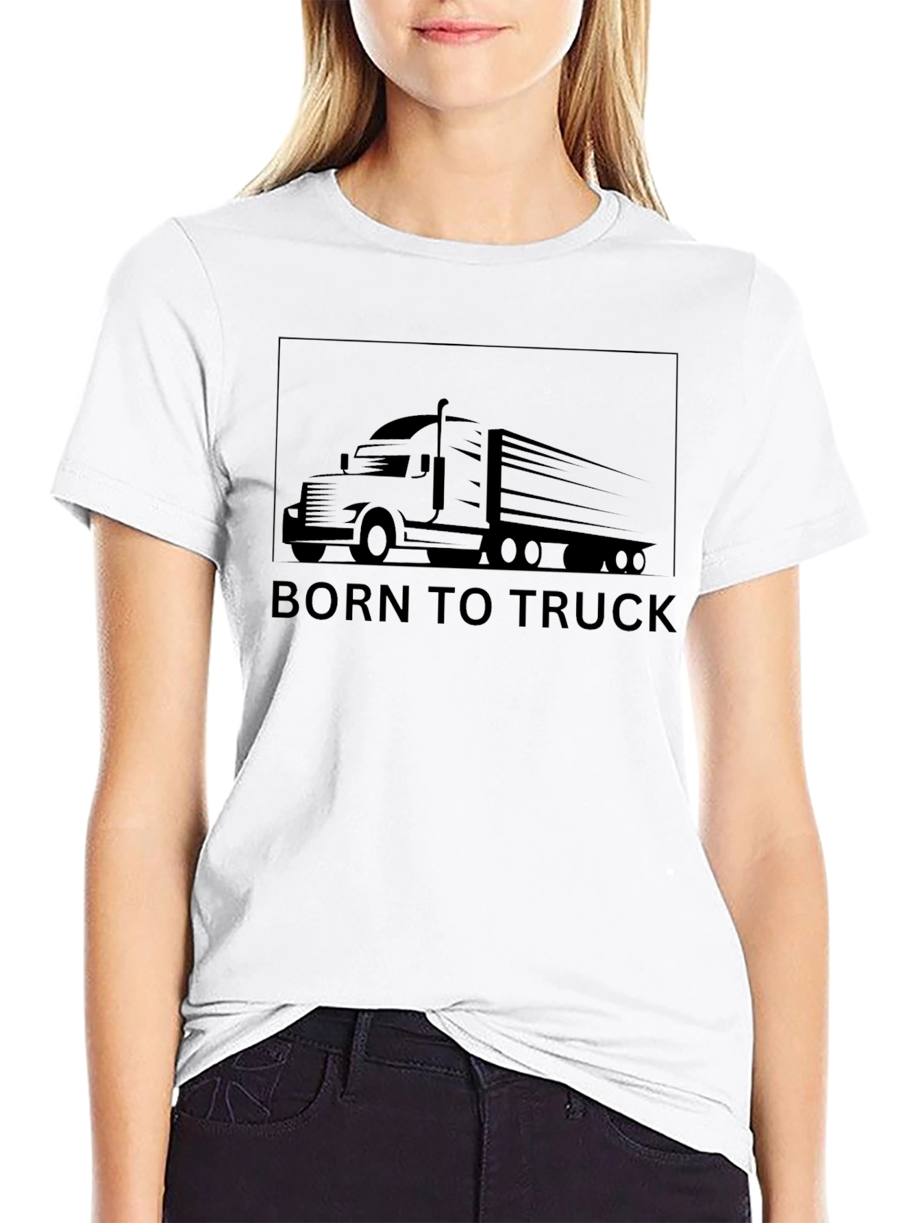 Black Born to Truck T-Shirt - Black view 9
