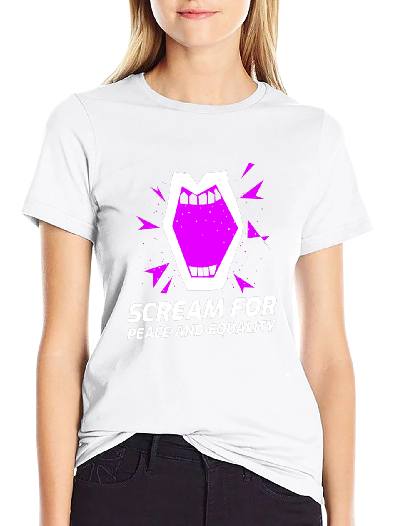 Black Scream for Peace Tee - Equality Advocate Shirt view 9