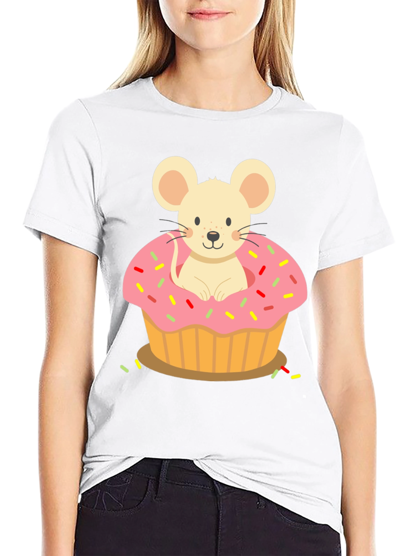 Black Mouse Cupcake T-Shirt view 9