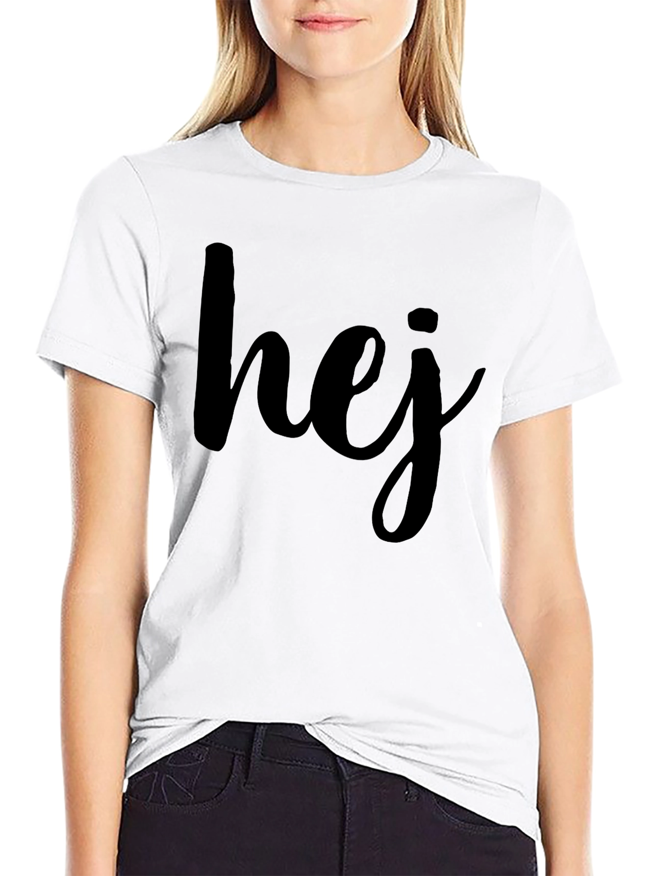 Black Hej Graphic T-Shirt - Casual Scandinavian Style Tee view 9