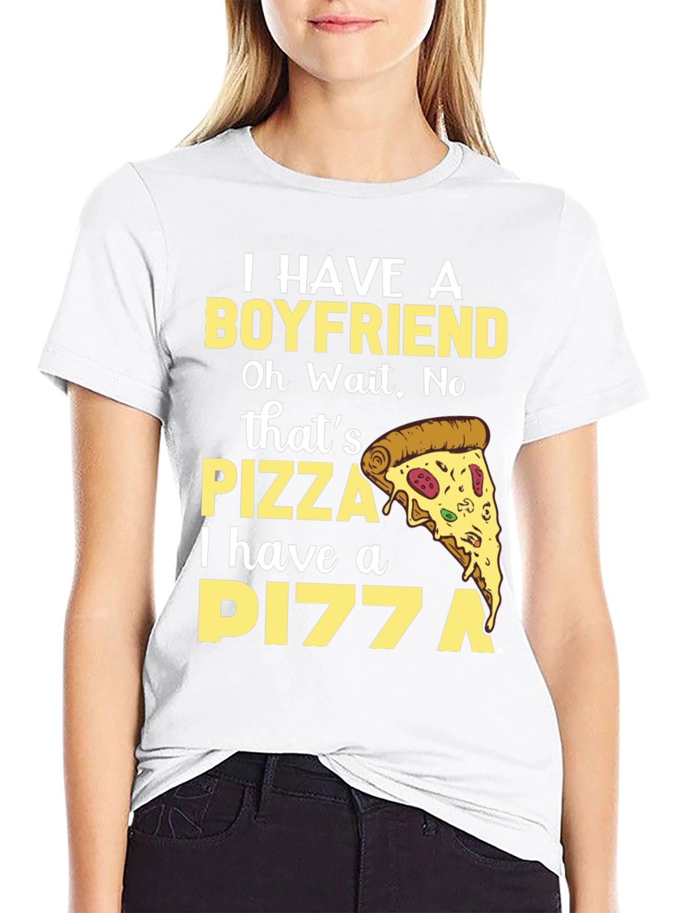 Black Pizza Lover Tee - Boyfriend Replacement T-Shirt view 9
