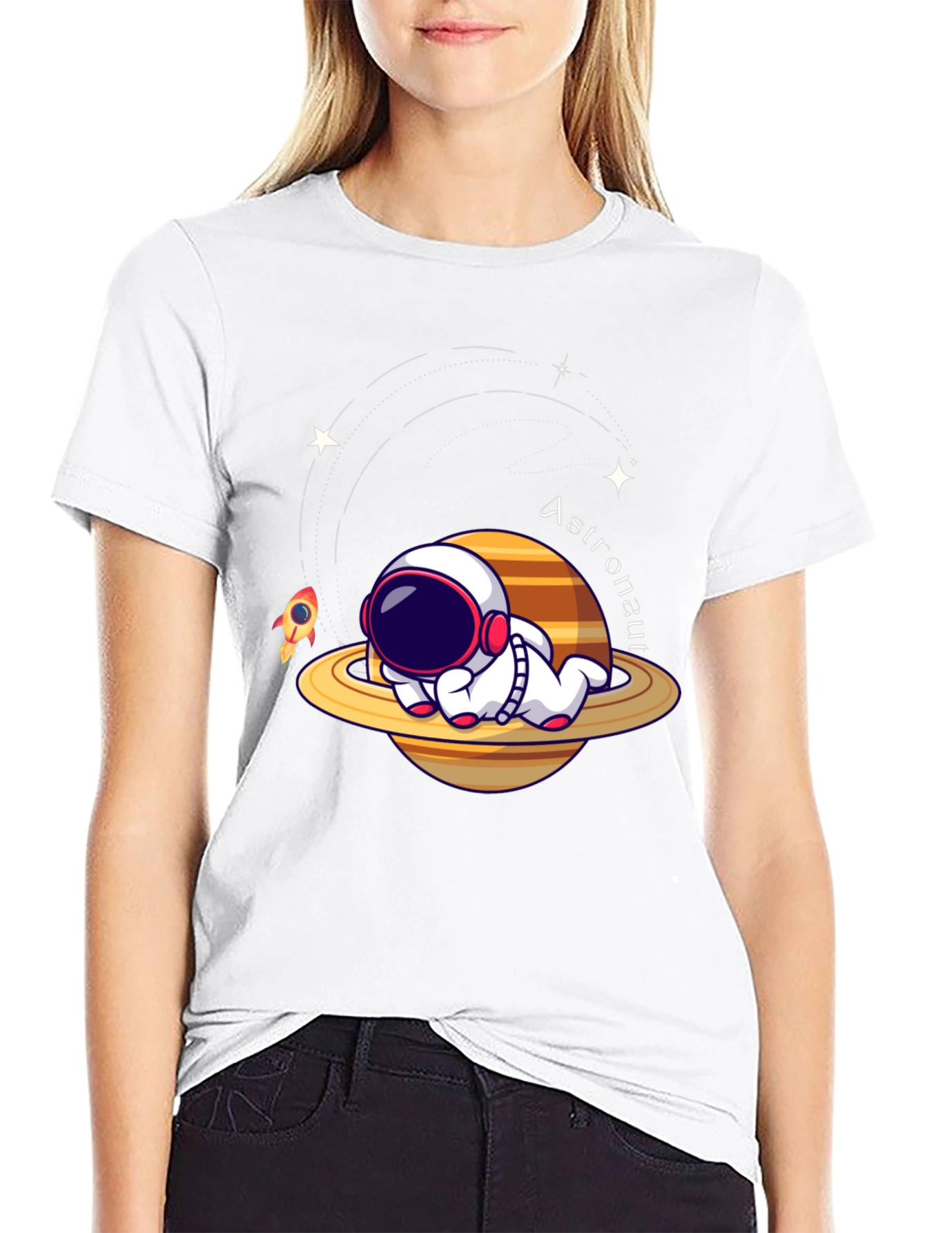 Black Cute Astronaut T-Shirt: Space Dreams Edition view 9