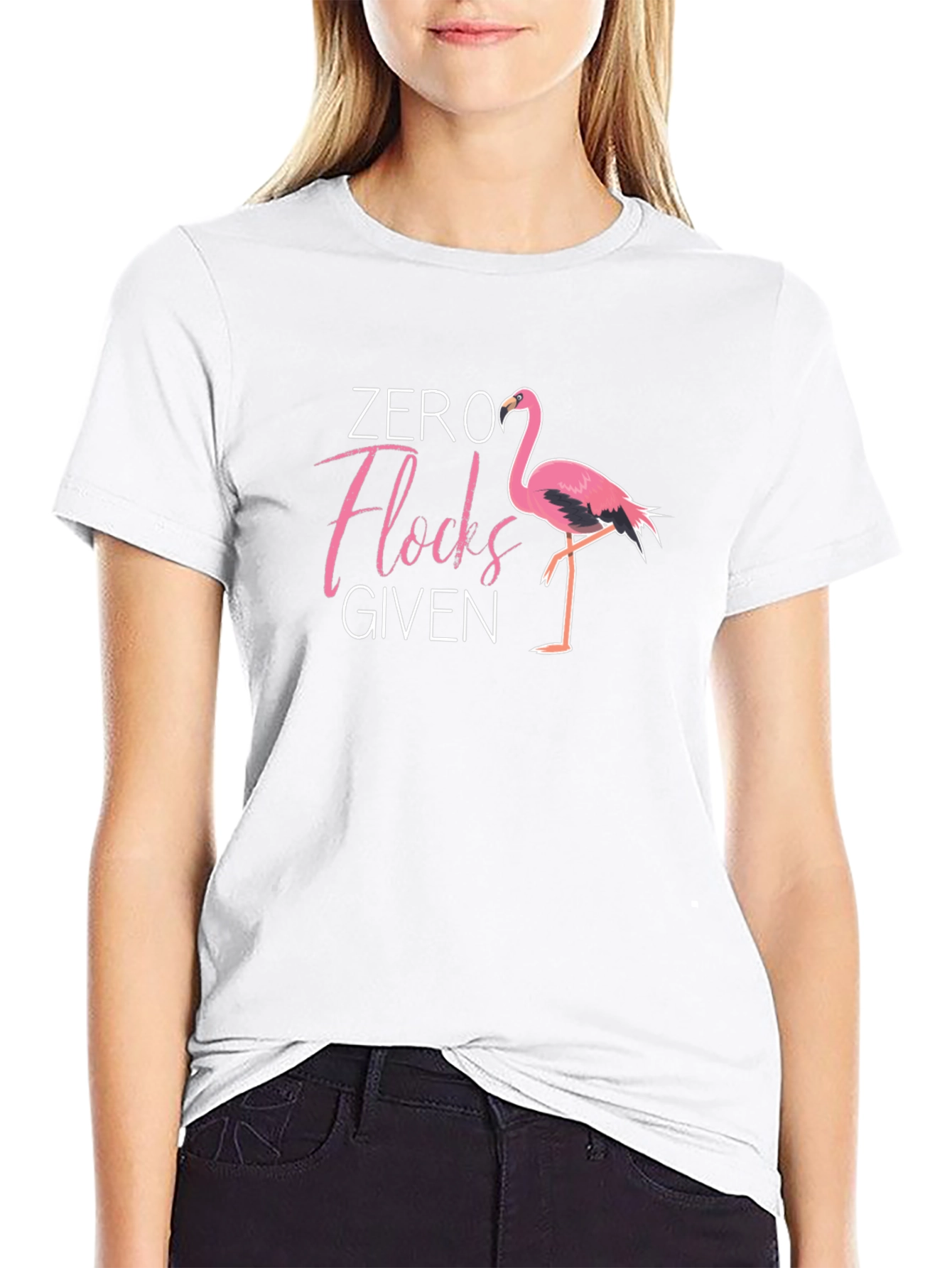 Black Zero Flocks Given Black T-Shirt with Flamingo view 9
