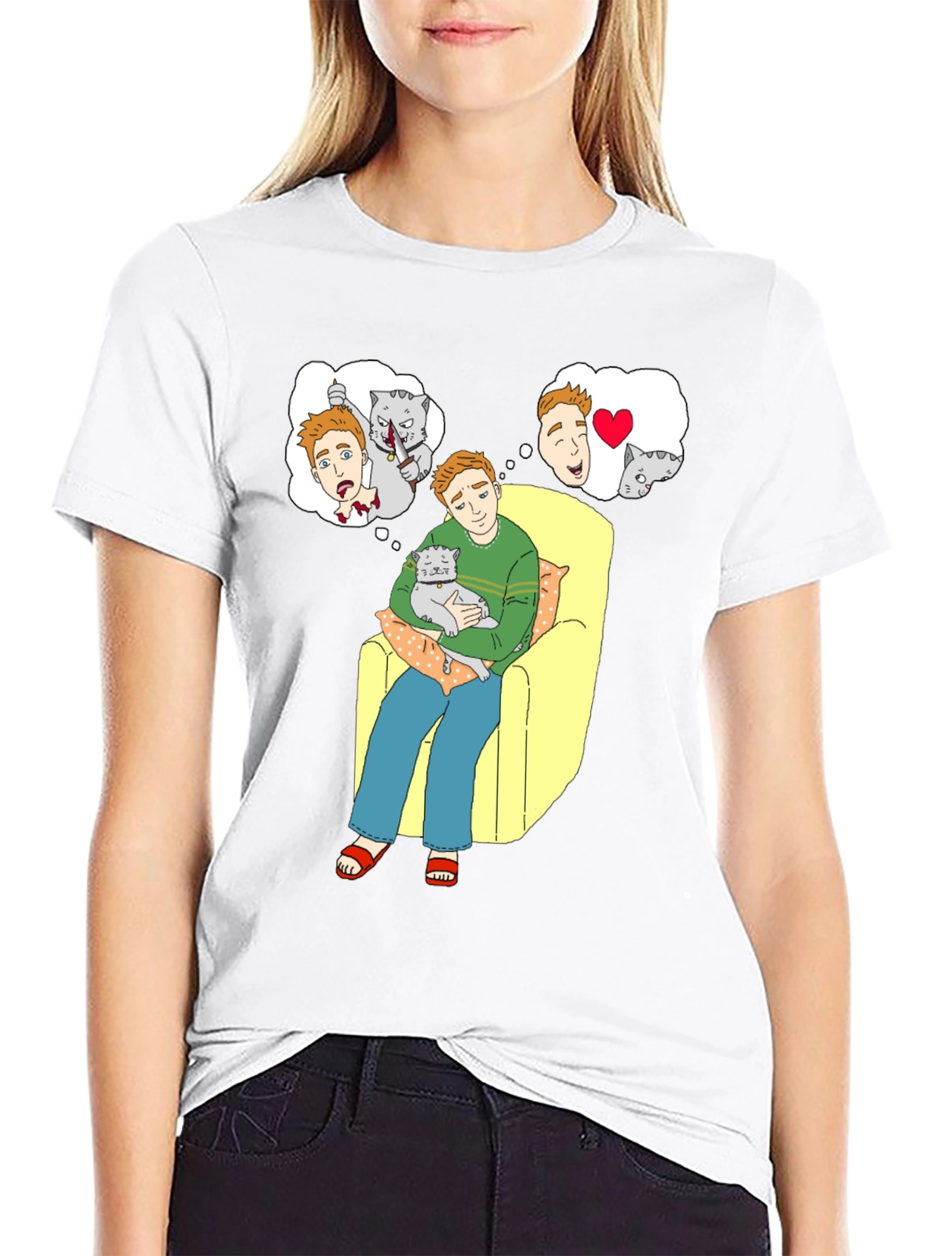 Black Cat Lover T-Shirt: Cartoon Cat Owner's Dreams view 9