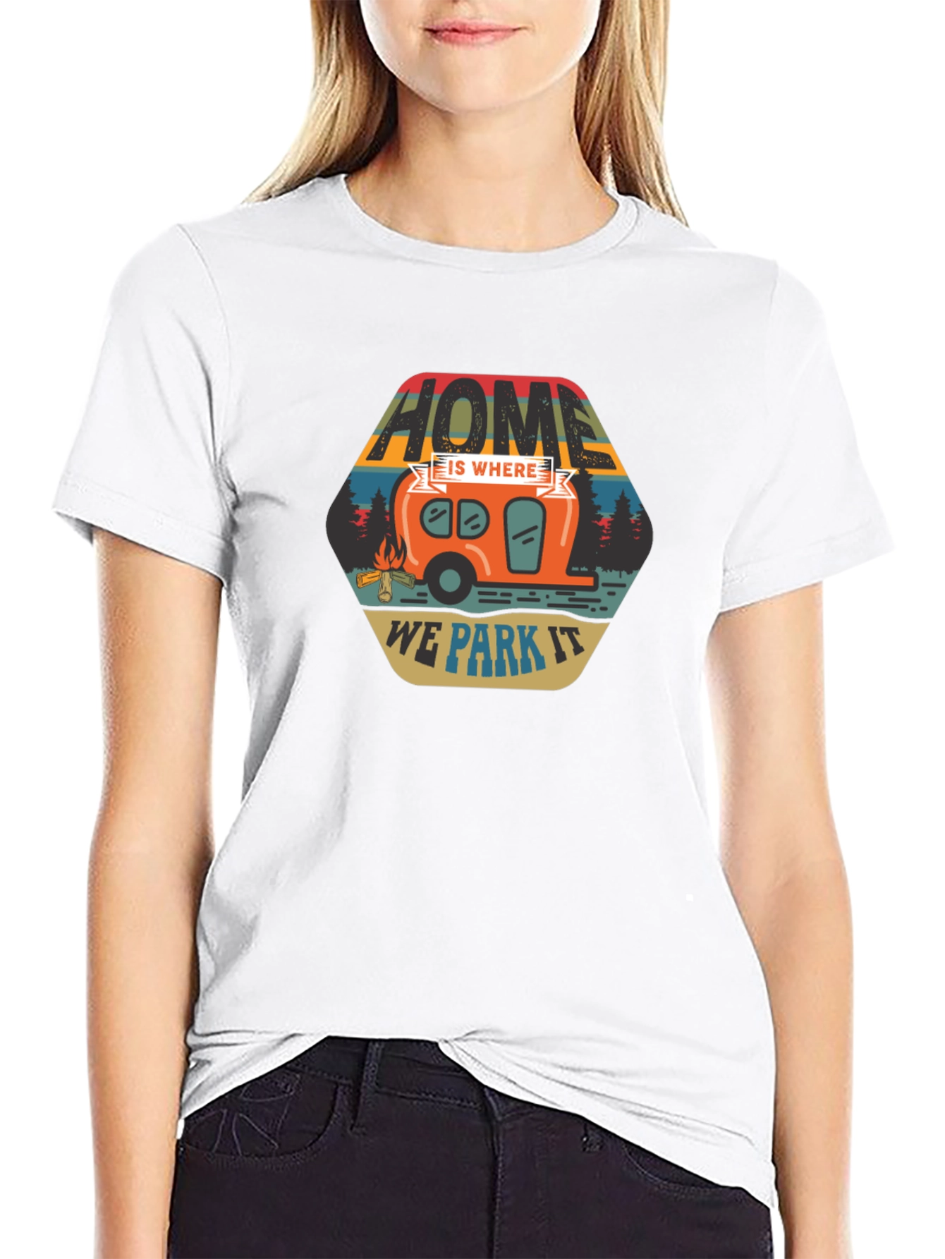 Black Home Is Where We Park It Camping T-Shirt view 9