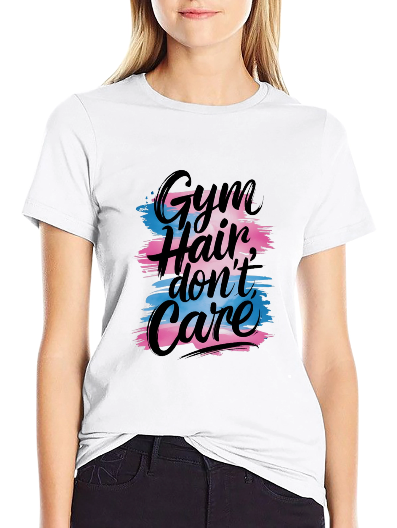 Black Gym Hair Don't Care T-Shirt - Black view 9