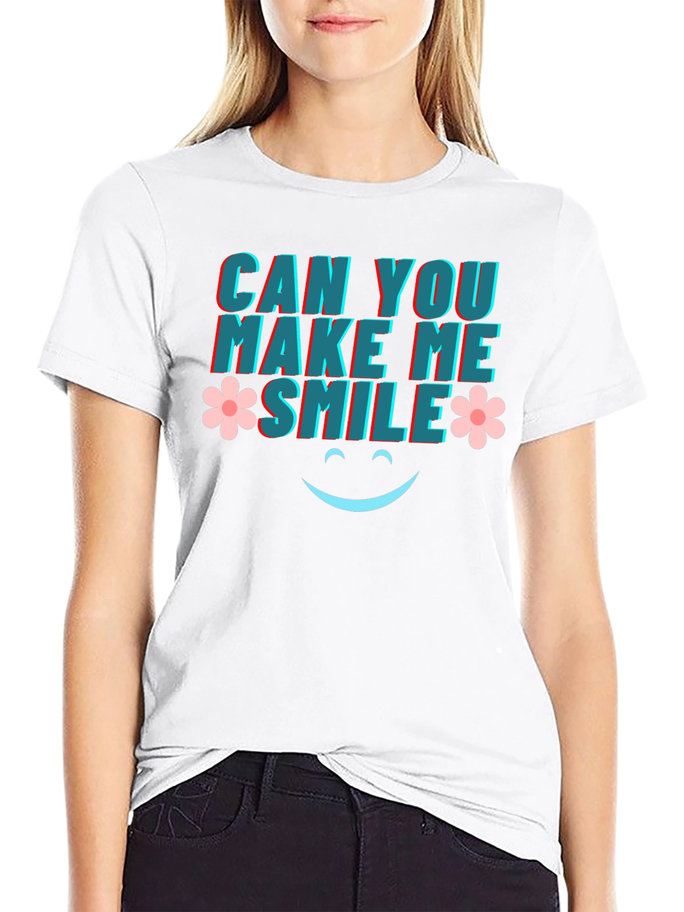 Black Can You Make Me Smile Graphic Tee view 9