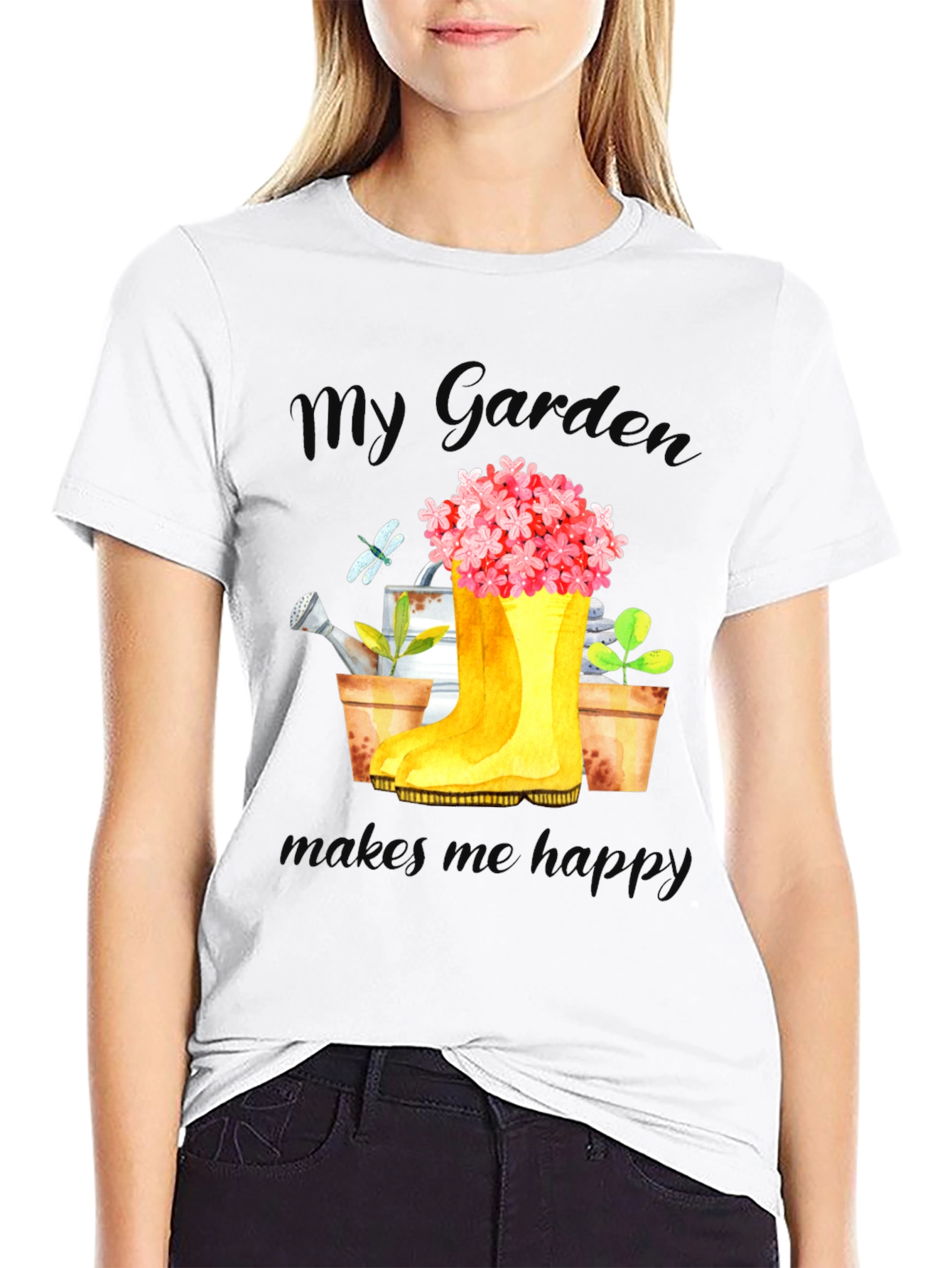 Black Gardening Lover T-Shirt - My Garden Makes Me Happy view 9