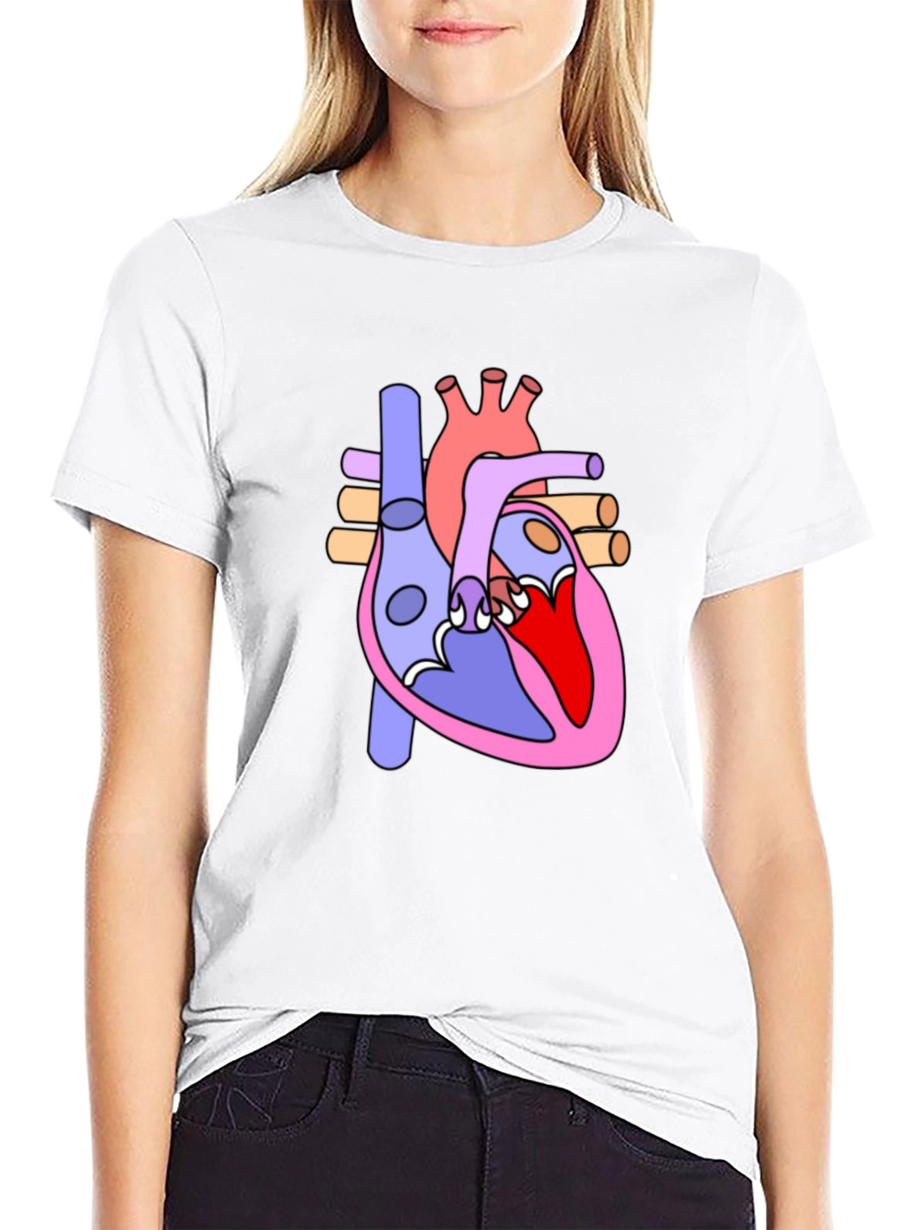 Black Anatomical Heart Graphic Tee - Black Cotton Blend view 9