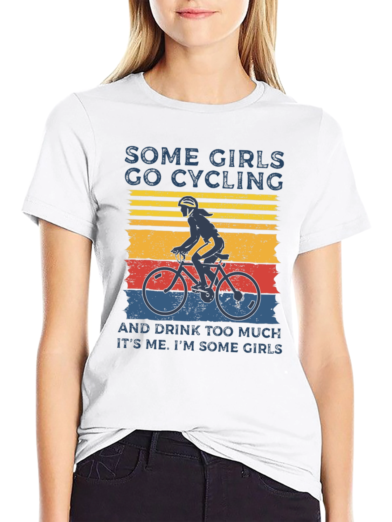 Black Some Girls Go Cycling T-Shirt view 9