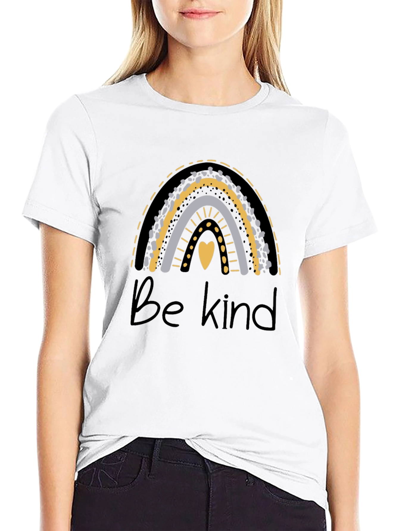 Black Be Kind Rainbow Graphic Tee - Black Cotton Blend view 9