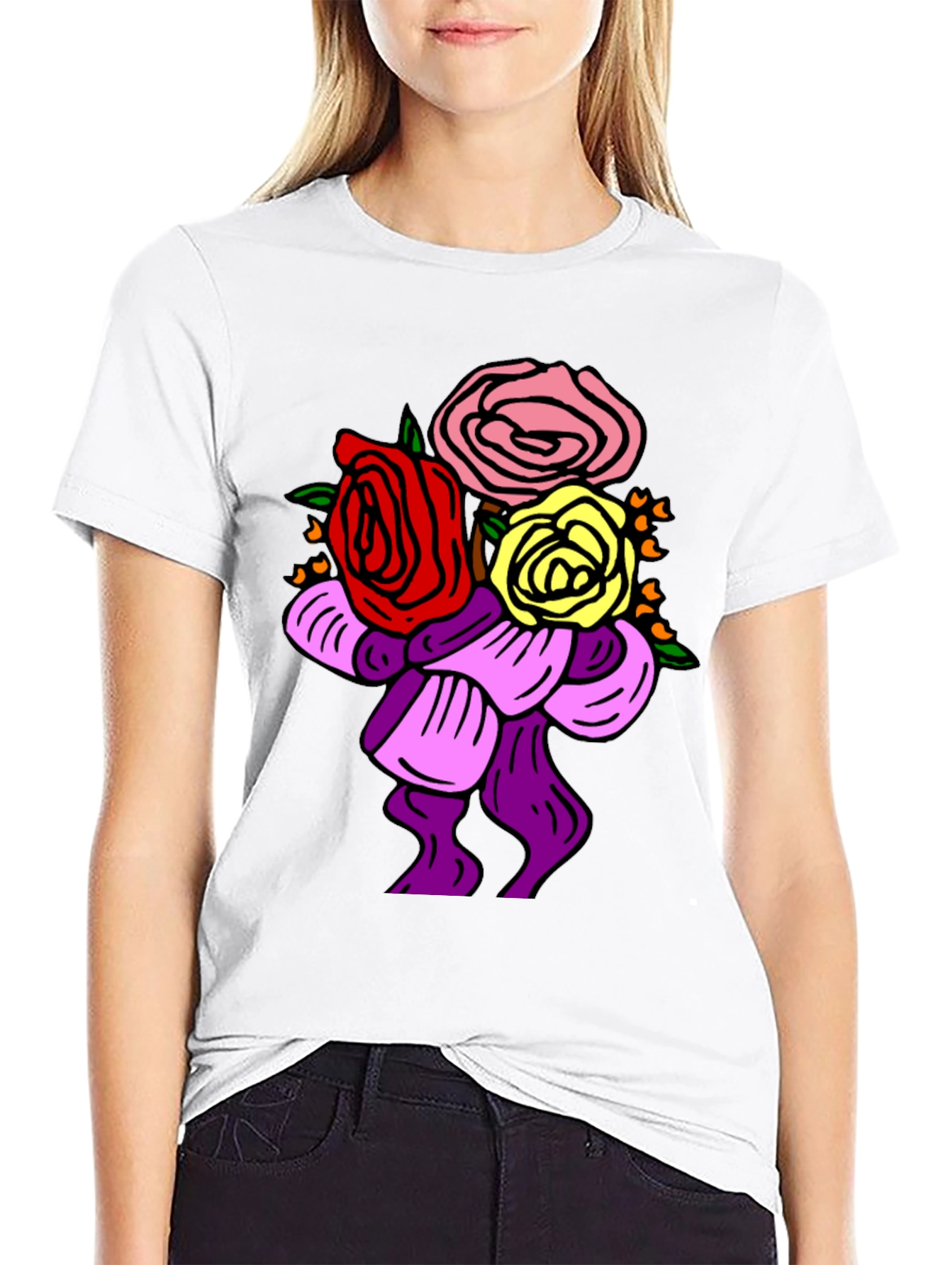 Black Floral Bouquet Graphic Tee view 9
