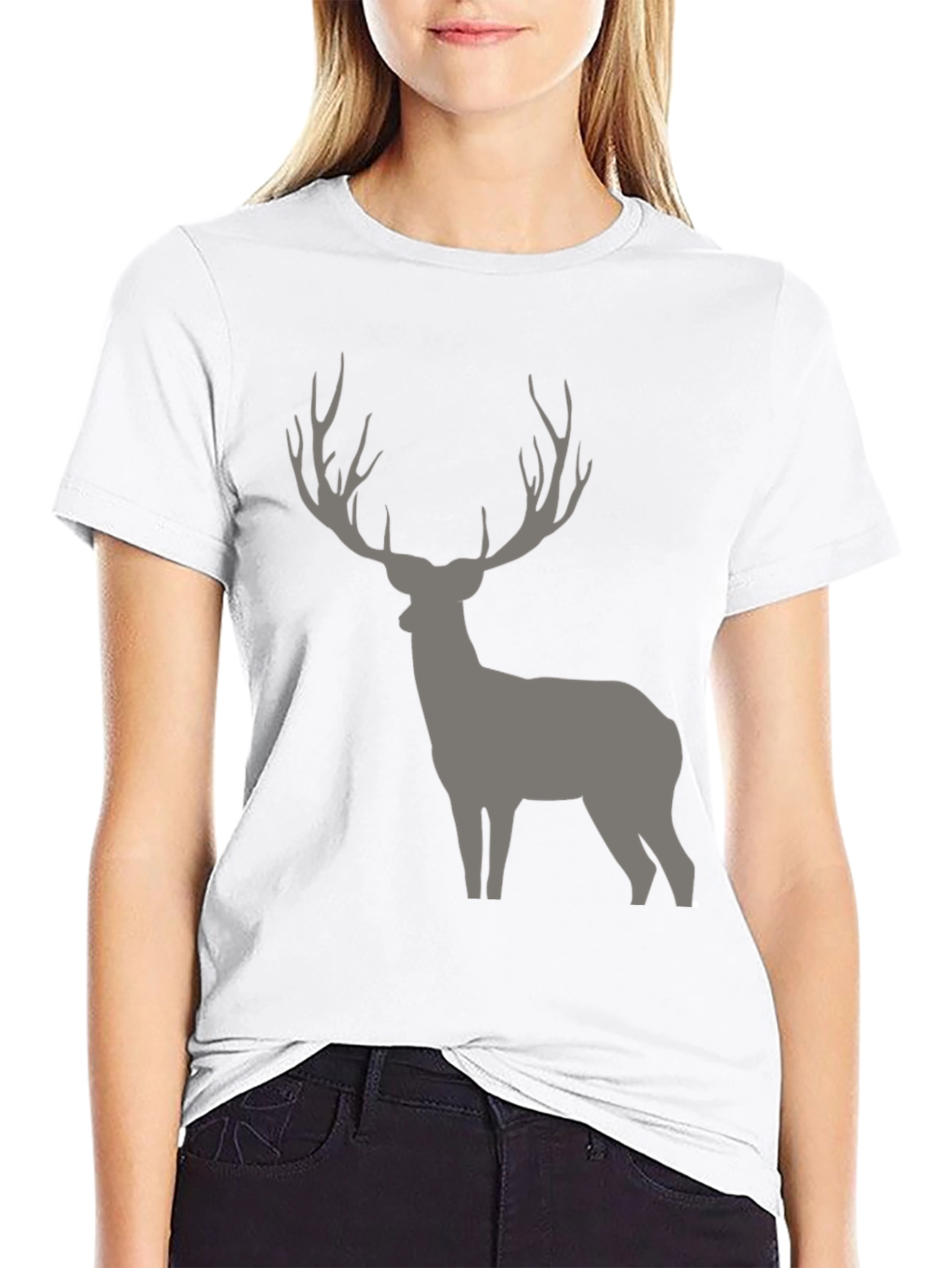 Black Men's Black Deer Graphic T-Shirt view 9