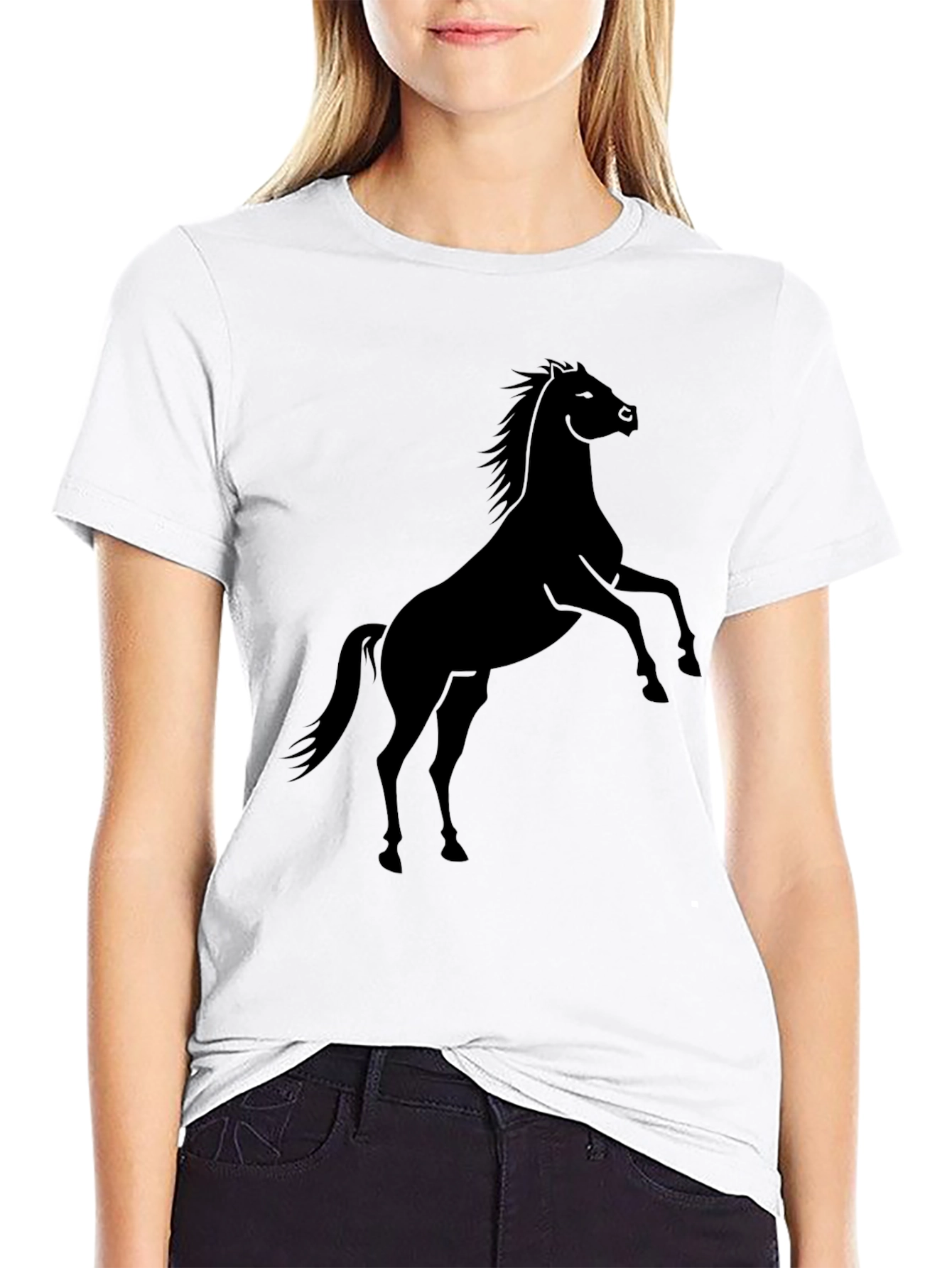 Black Black Horse Graphic Tee - Men's Casual T-Shirt view 9