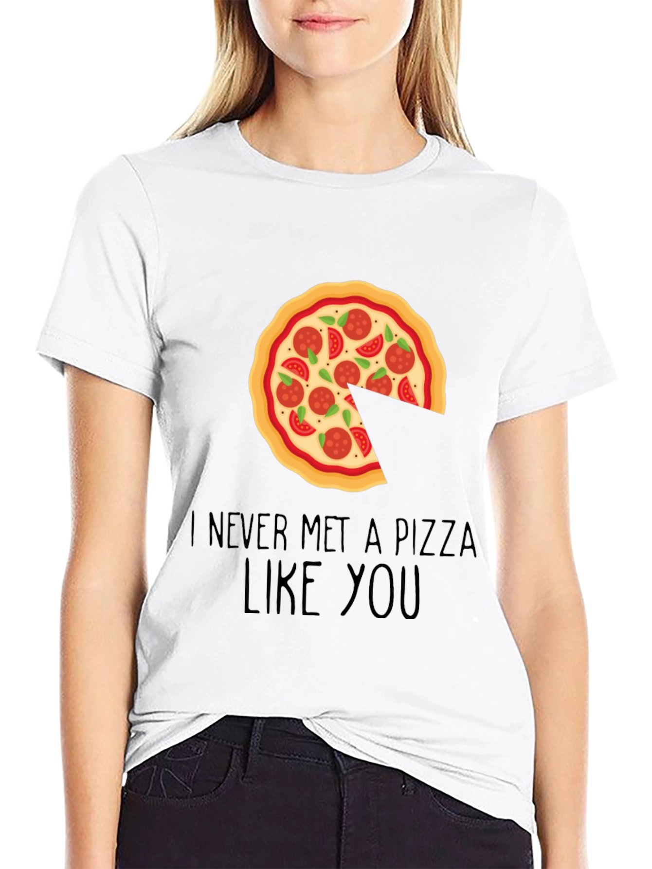 Pizza Slice Missing Graphic Tee - Unisex Black T-Shirt - 9