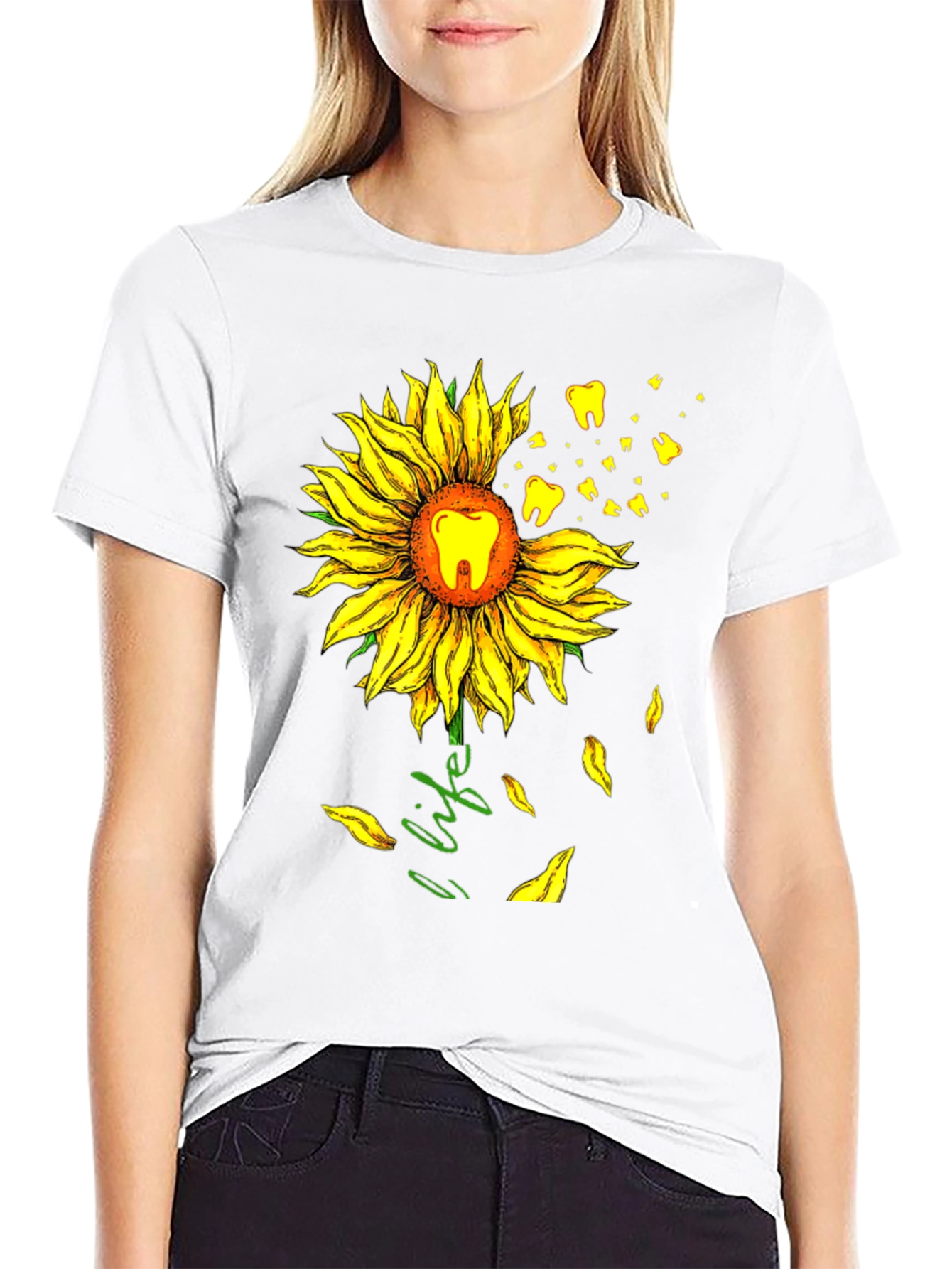 Black Dental Sunflower T-Shirt - Dentist Life Tee view 9